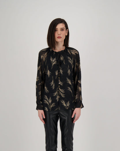 Foil Wild Grass Print Blouse