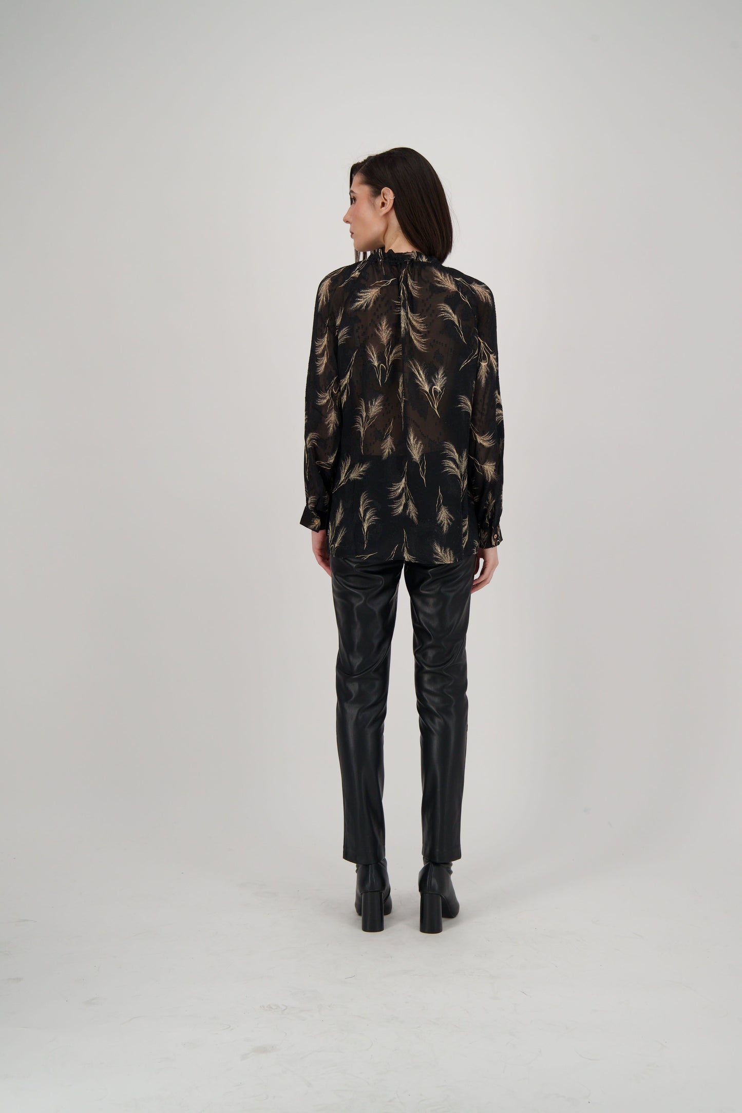 Foil Wild Grass Print Blouse