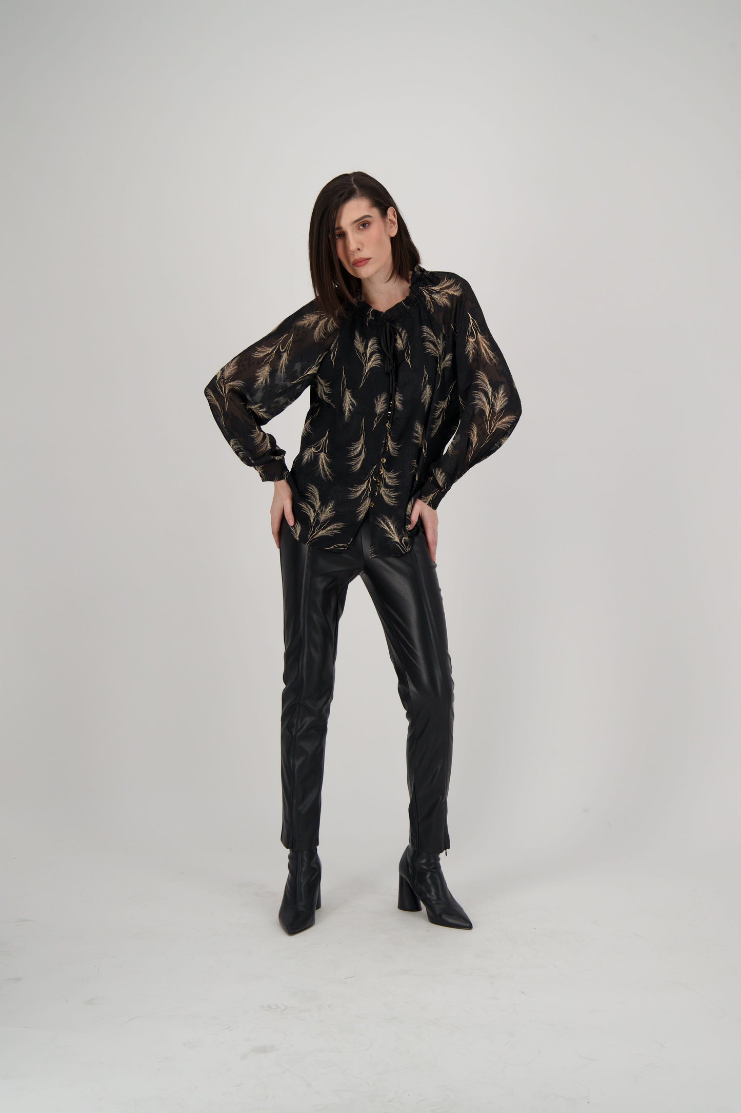 Foil Wild Grass Print Blouse