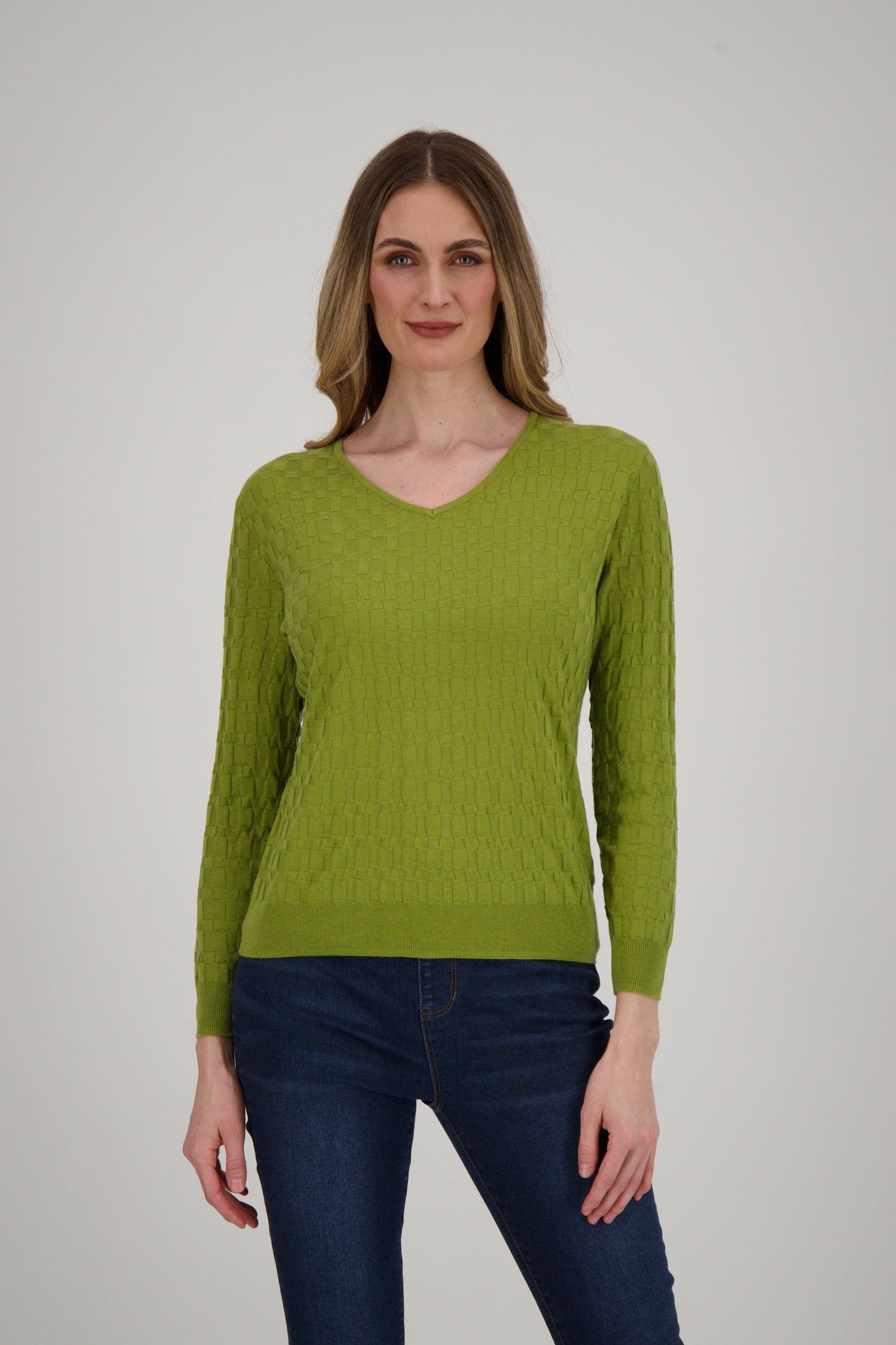 V-Neck Basket Weave Sweater