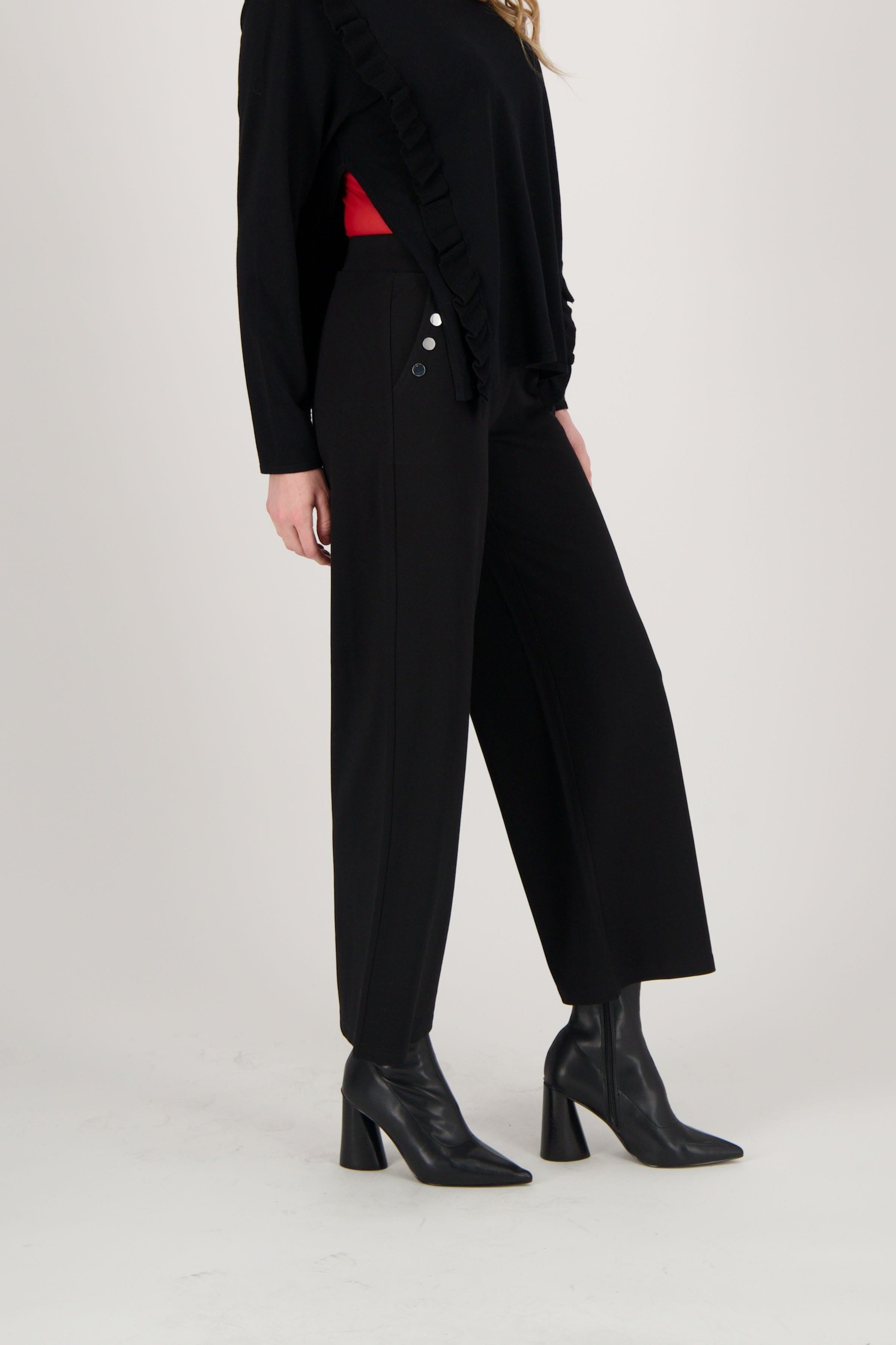 Wide Leg Pant With Studded Pockets