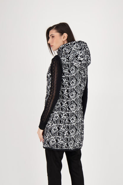 Flock Print Hooded Vest