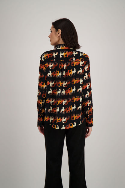 Galloping Horses Print Blouse