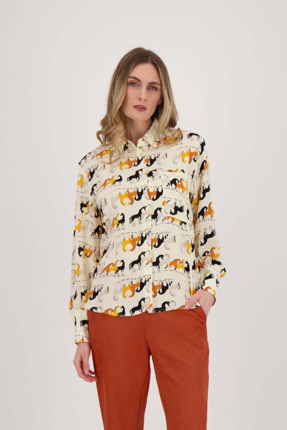 Galloping Horses Print Blouse