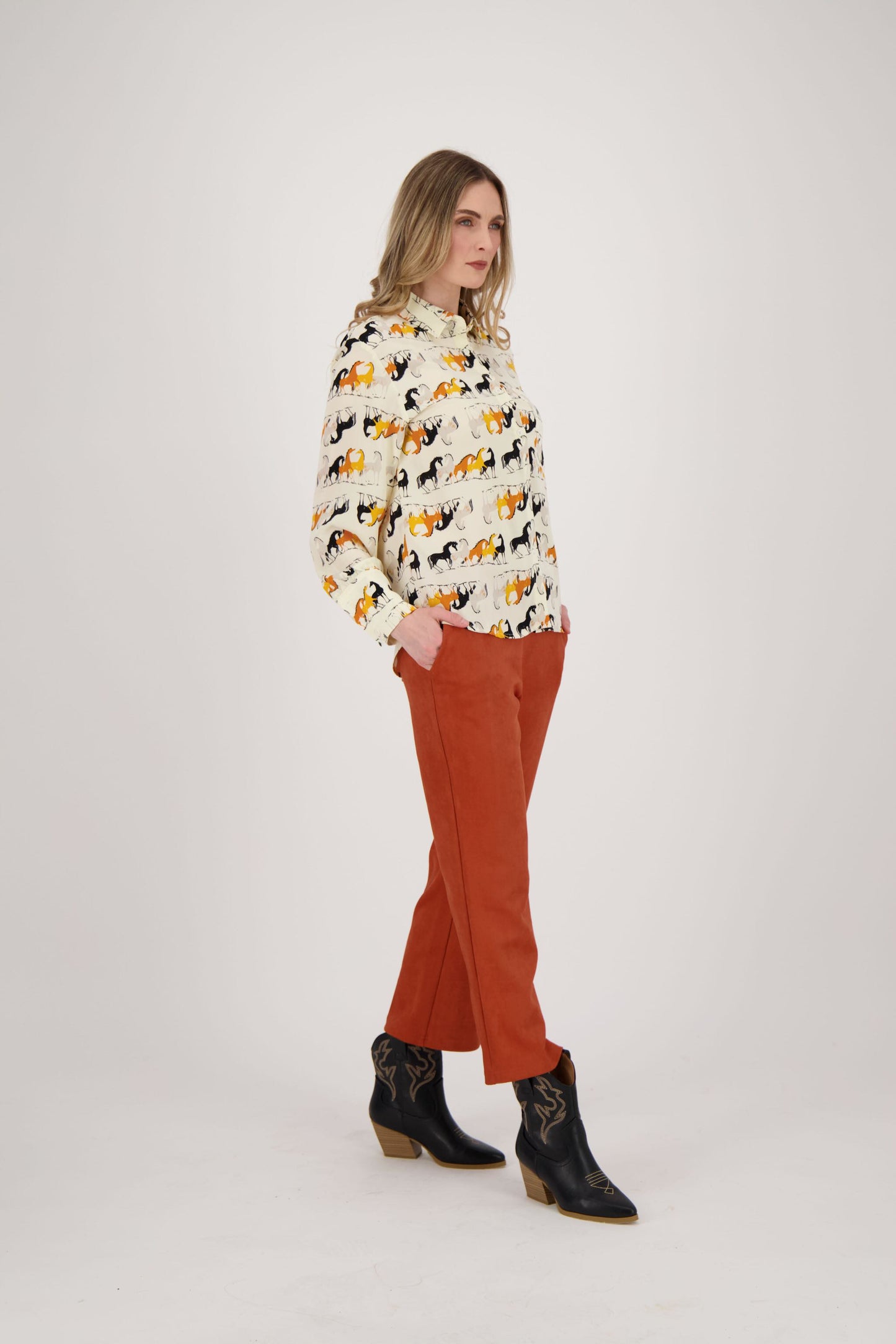 Galloping Horses Print Blouse