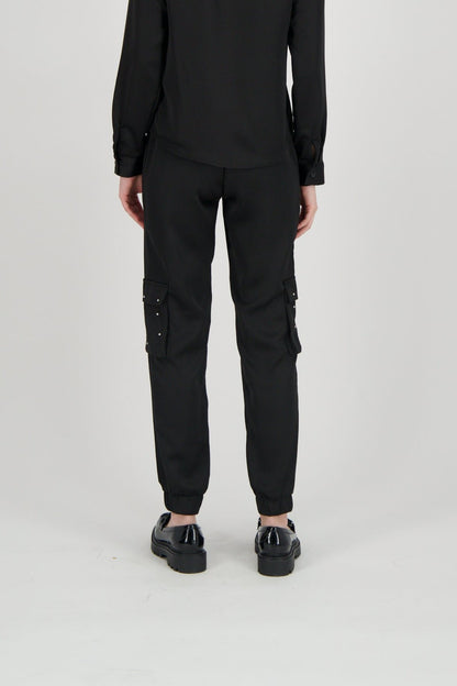 Satin Crystal Encrusted Cargo Pant