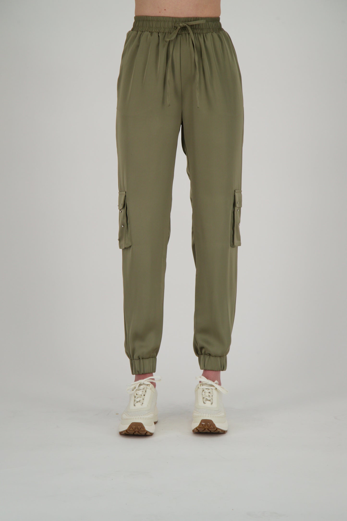 Satin Crystal Encrusted Cargo Pant