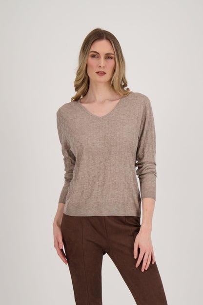 V-Neck Basket Weave Sweater