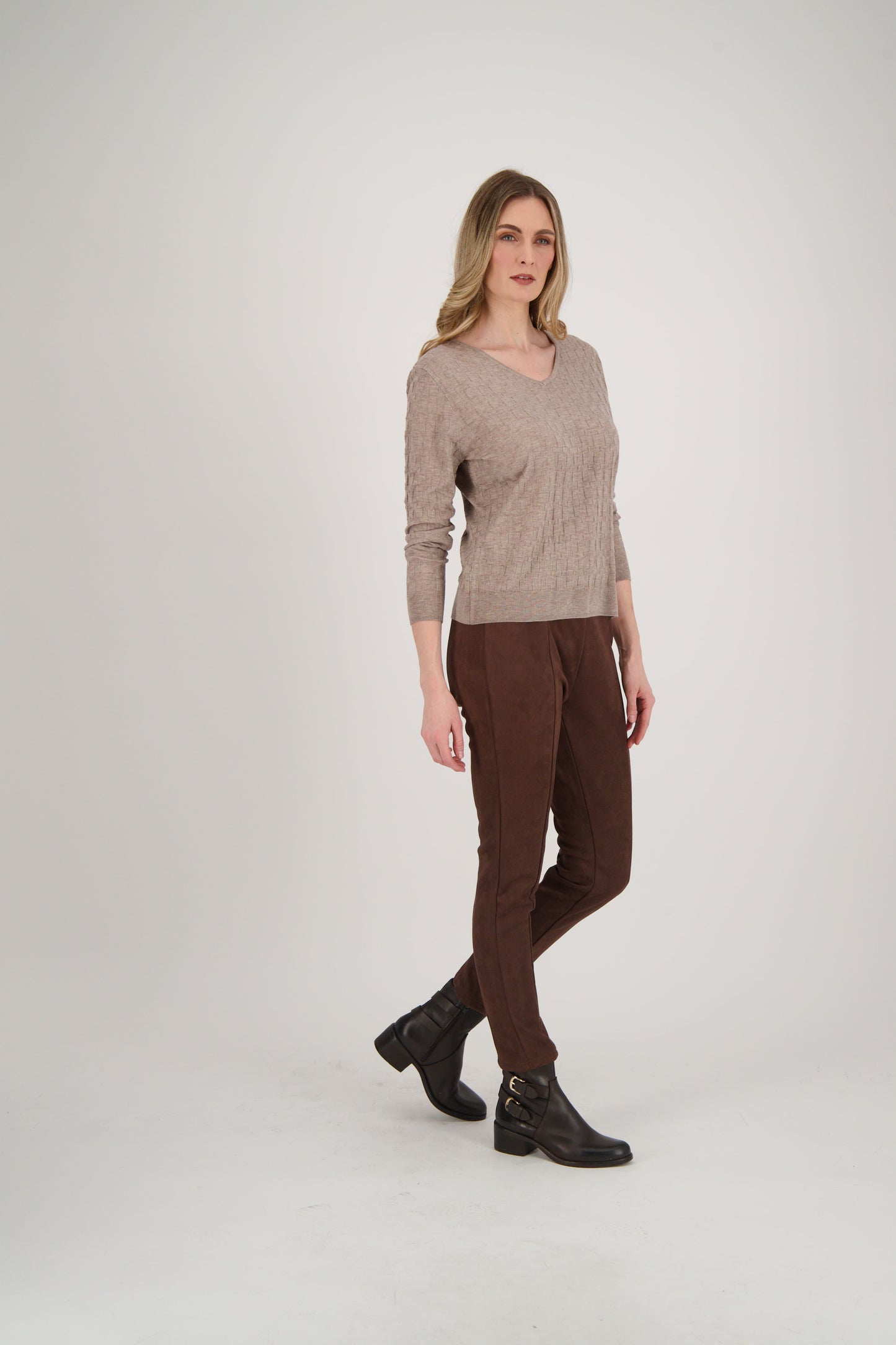 V-Neck Basket Weave Sweater