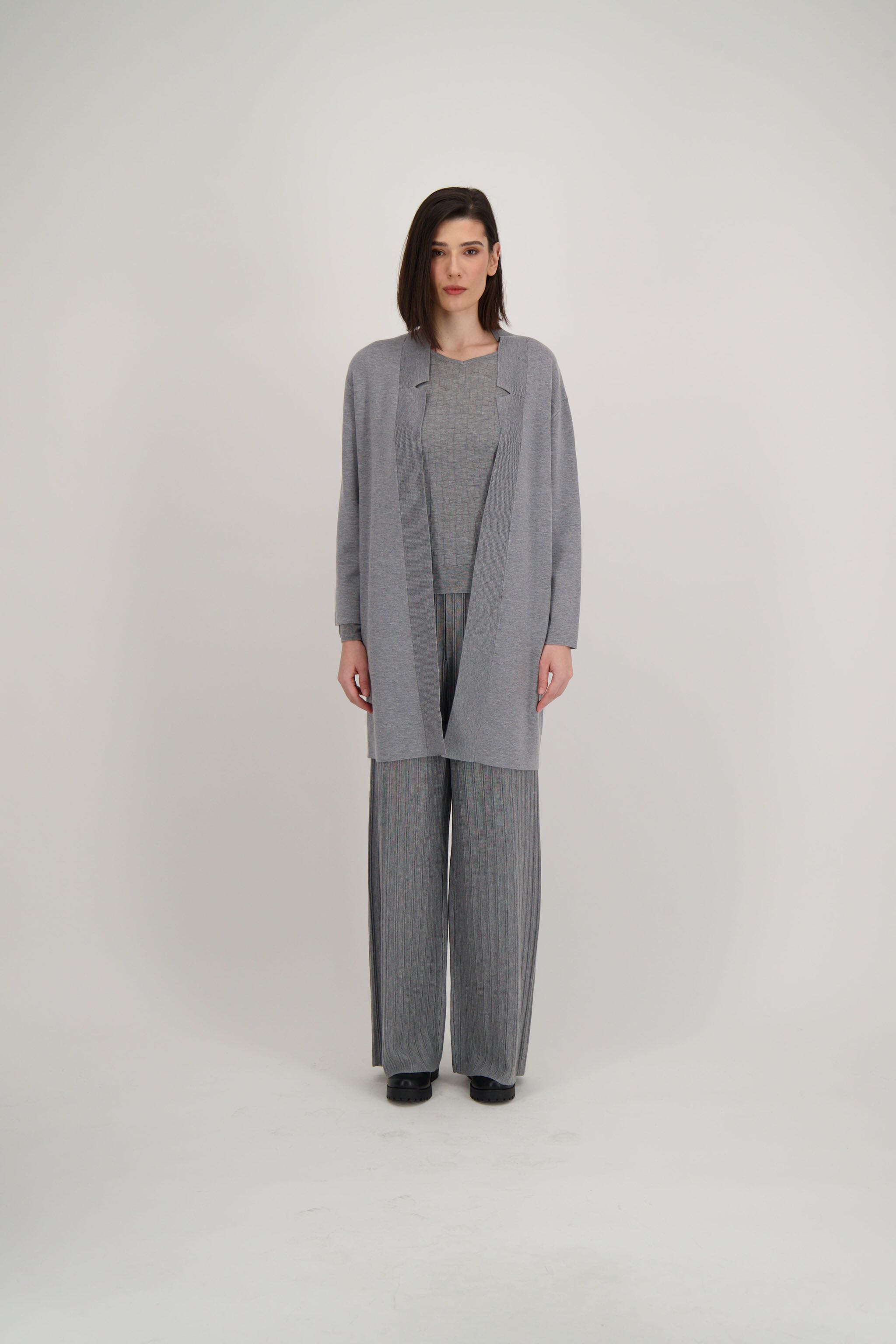 Inverted Notch Collar Knit Cardigan