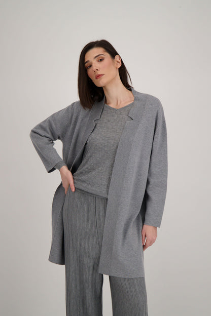 Inverted Notch Collar Knit Cardigan