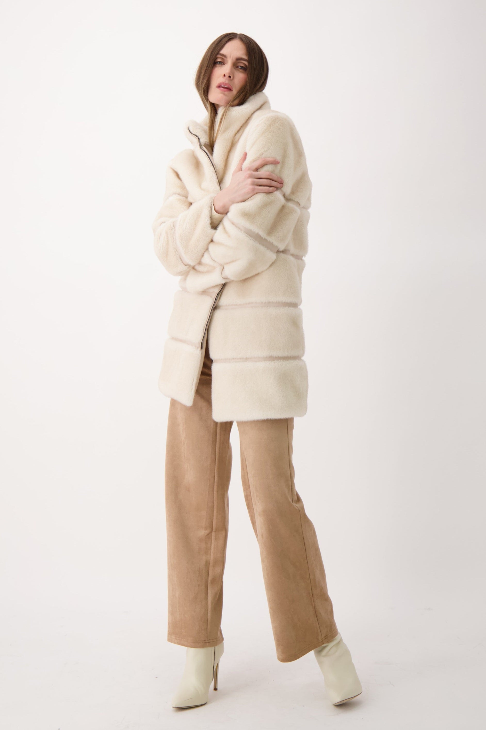 Faux Fur Jacket With PU Inserts
