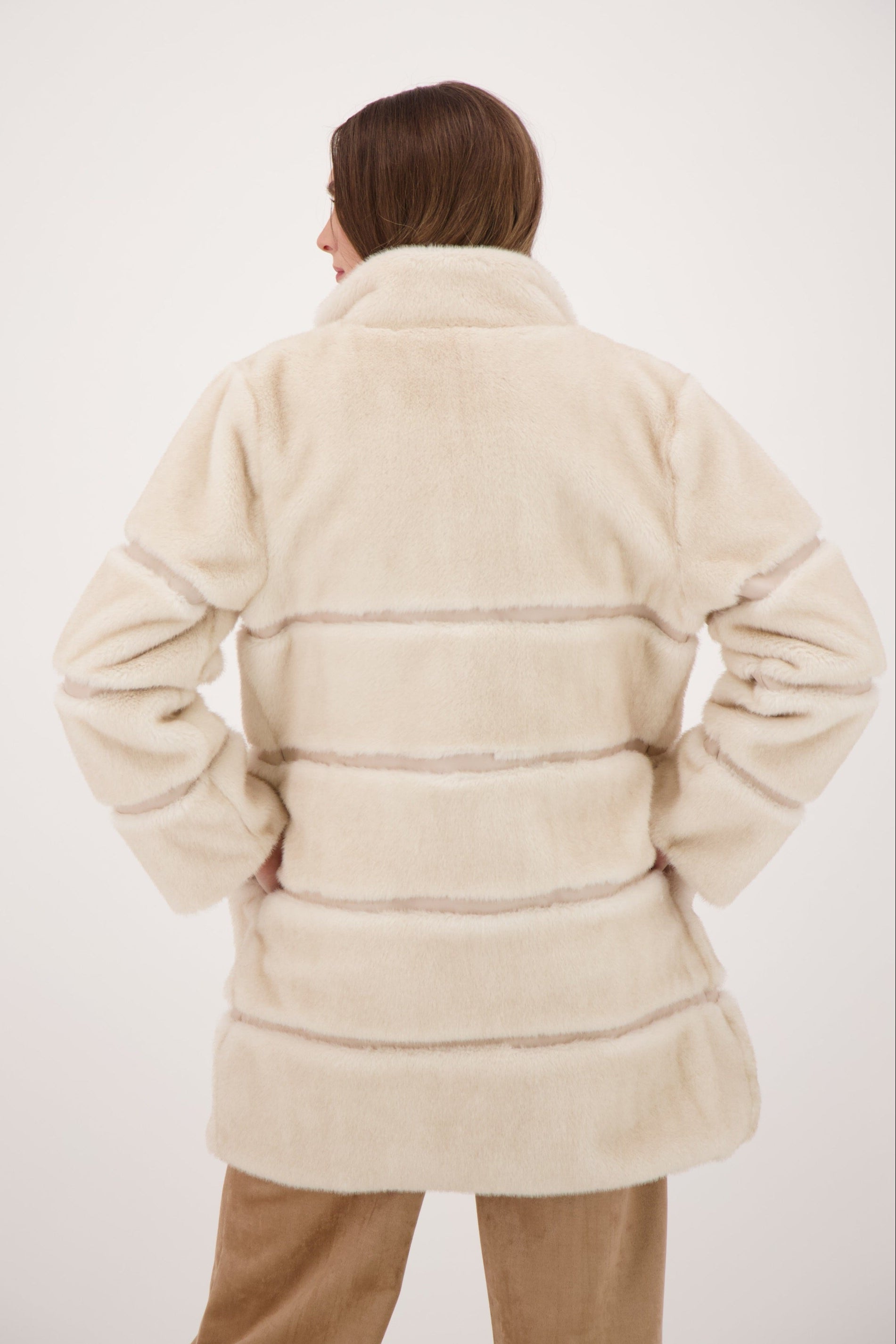 Faux Fur Jacket With PU Inserts