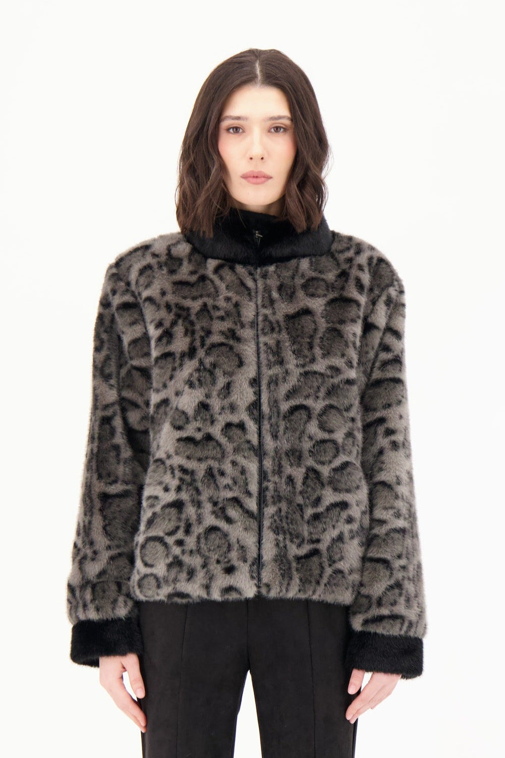 Faux Fur Leopard Bomber