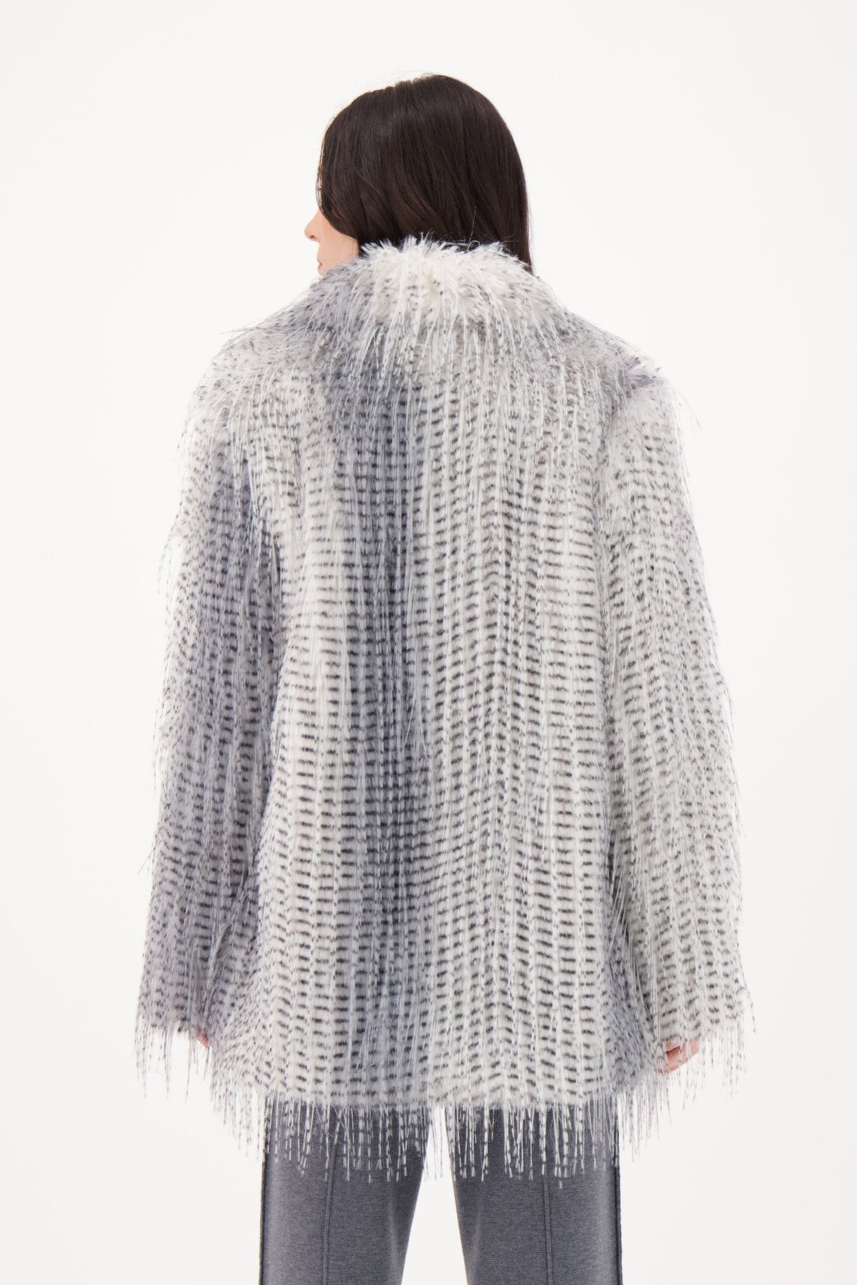 Eyelash Faux Fur Hip Length Coat