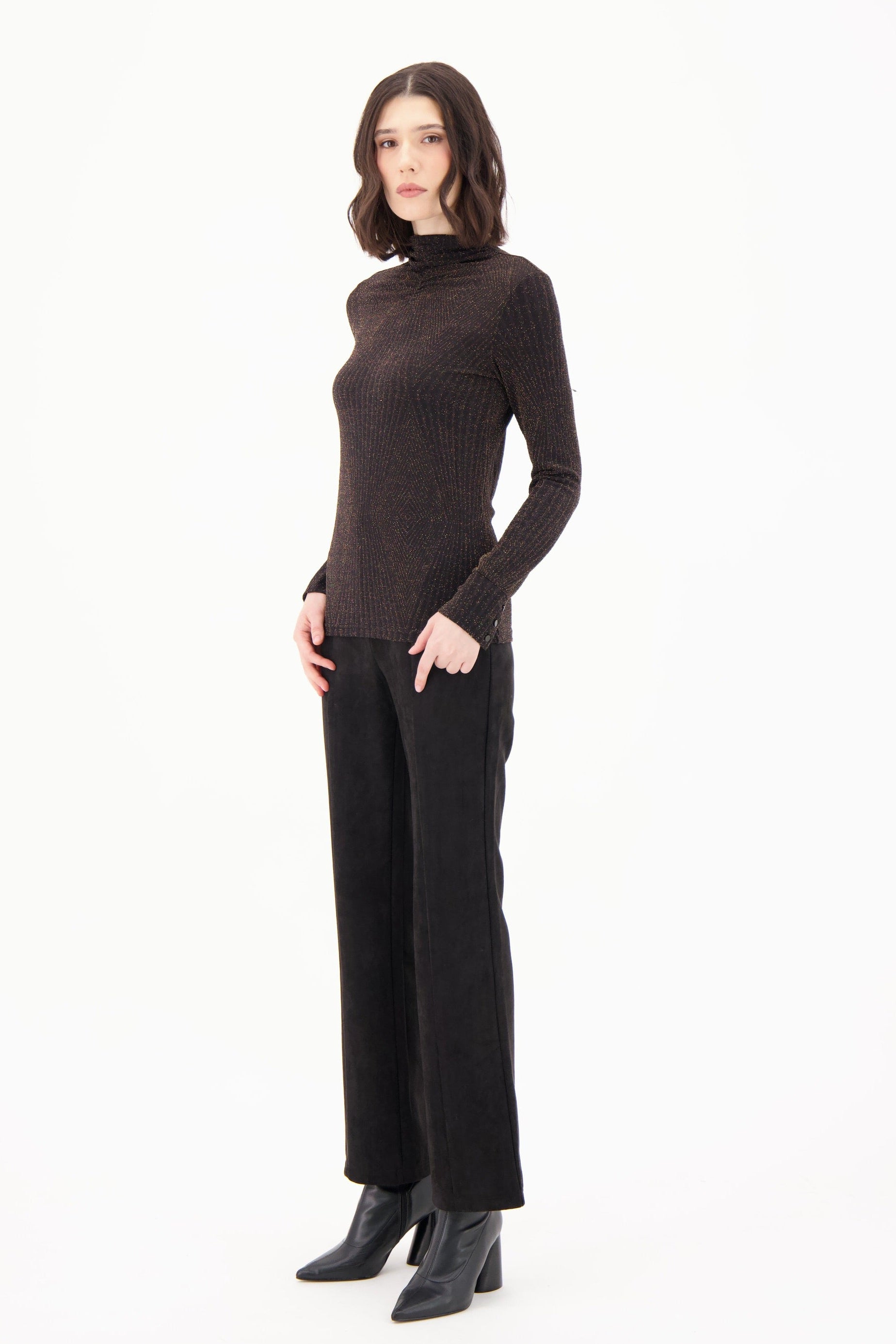 Faux Suede Straight Leg Pant