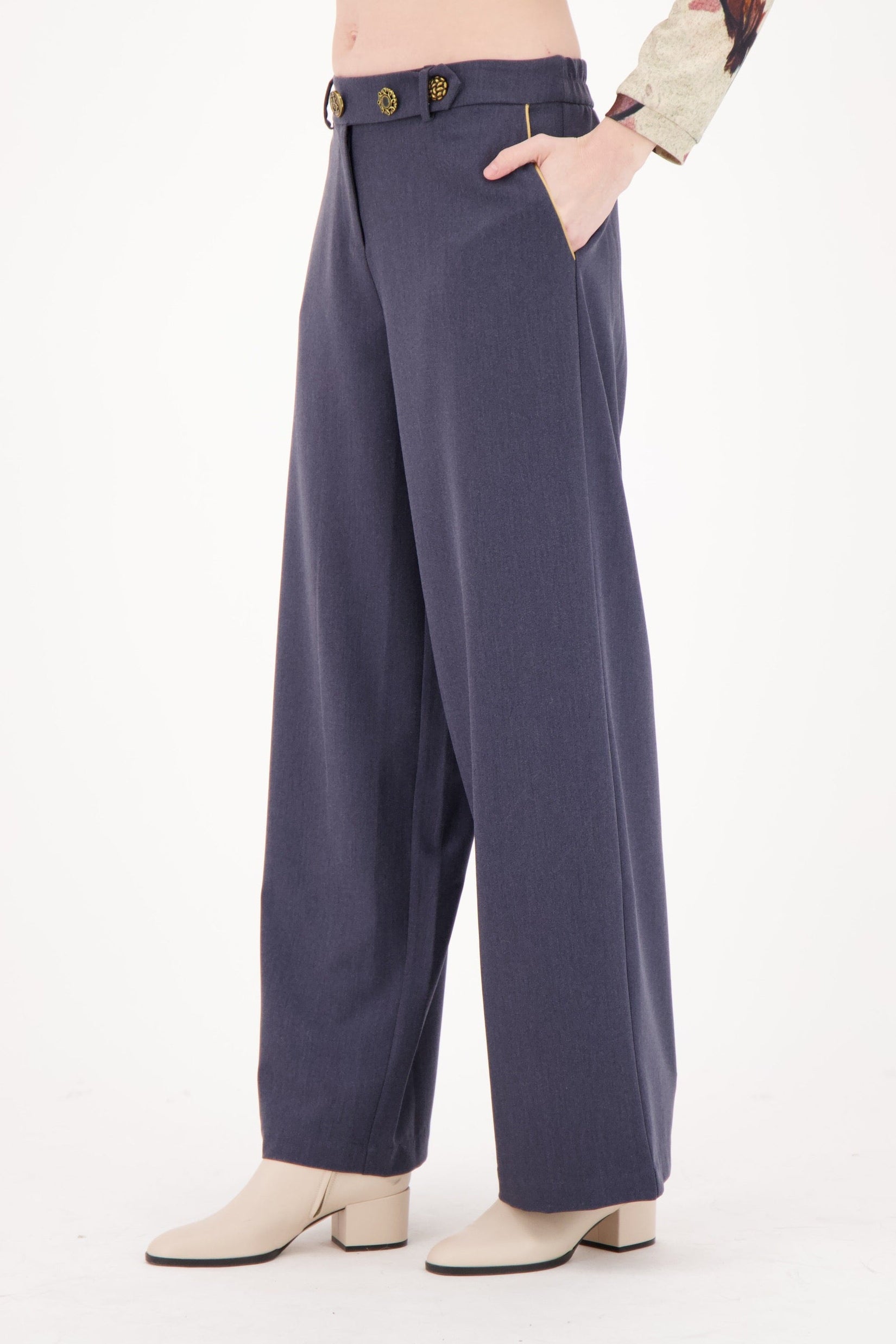 Straight Leg Pant With Vintage Buttons