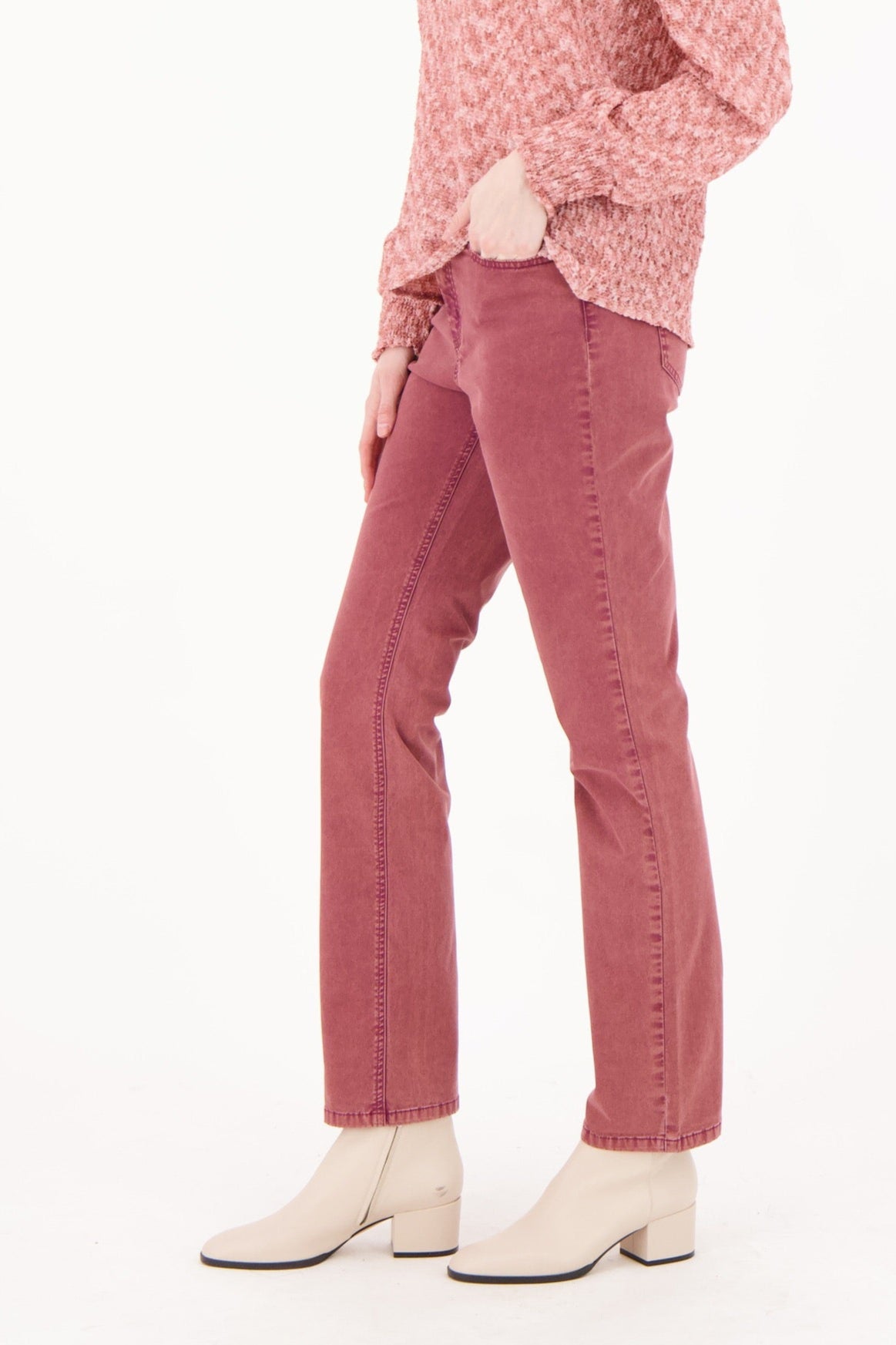 Brushed Denim Straight Leg Pant