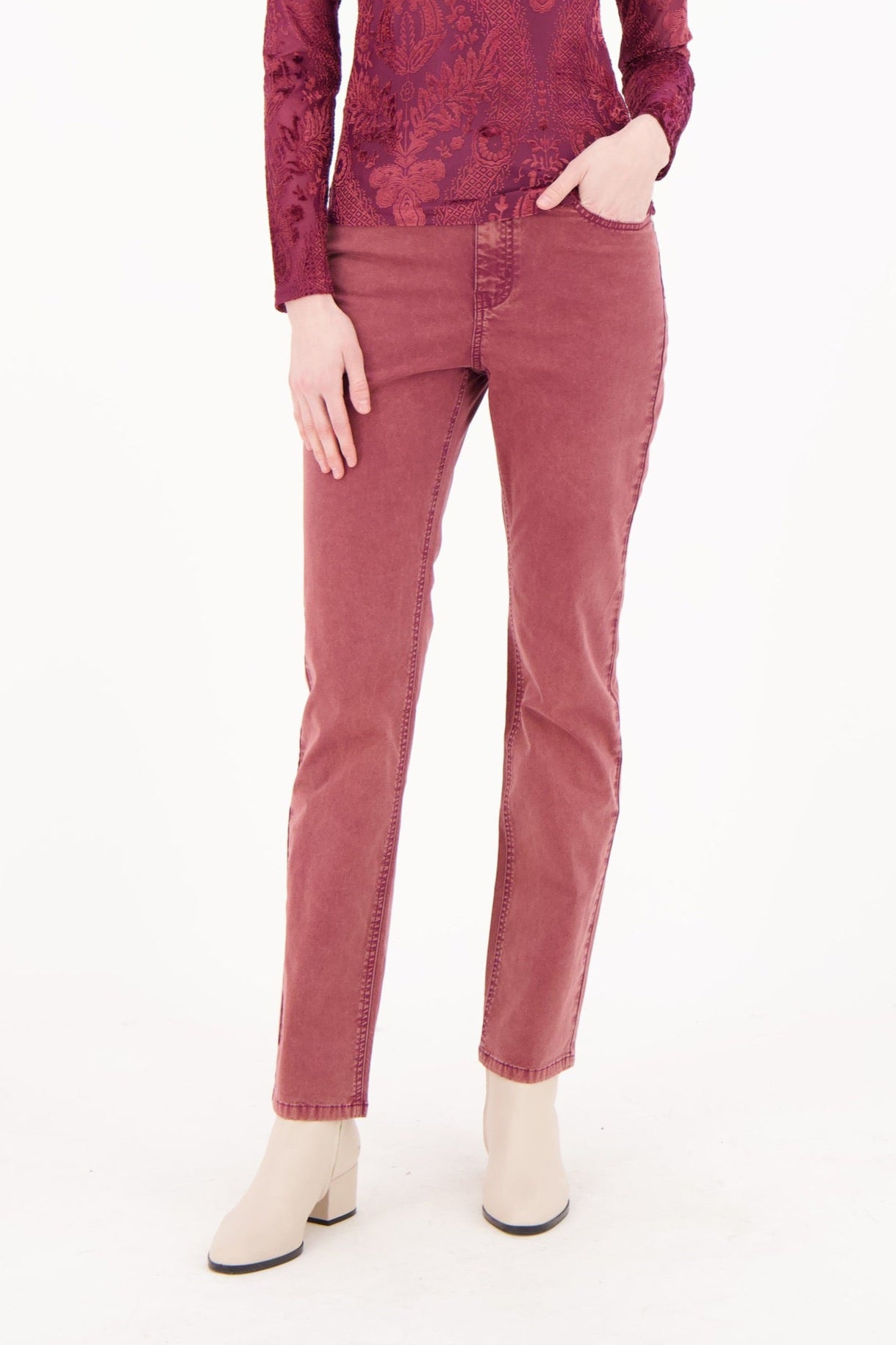 Brushed Denim Straight Leg Pant