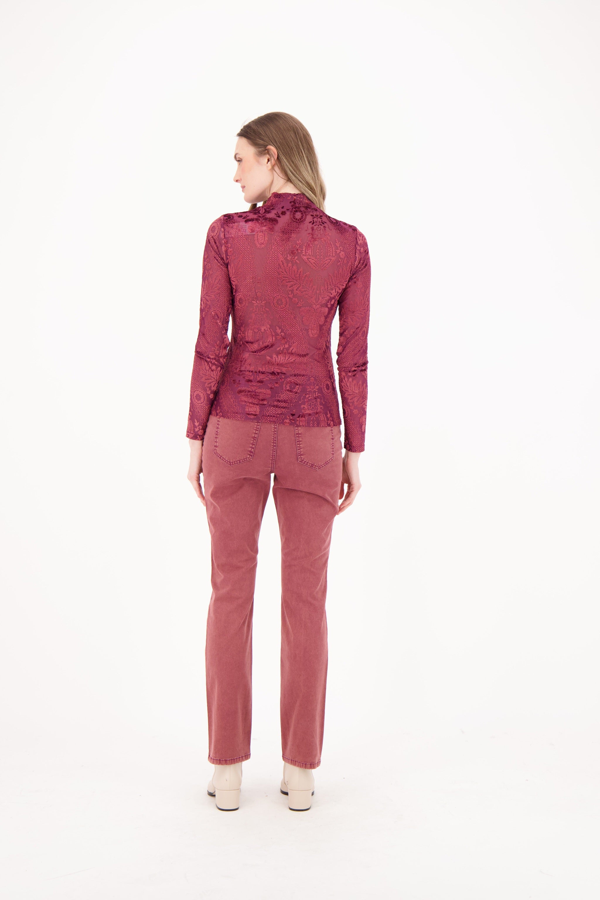 Brushed Denim Straight Leg Pant