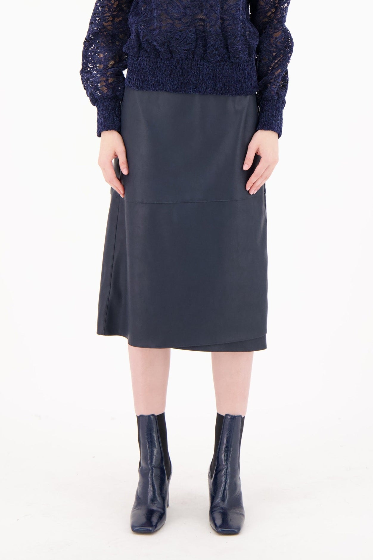 PU Wrap And Tie Skirt