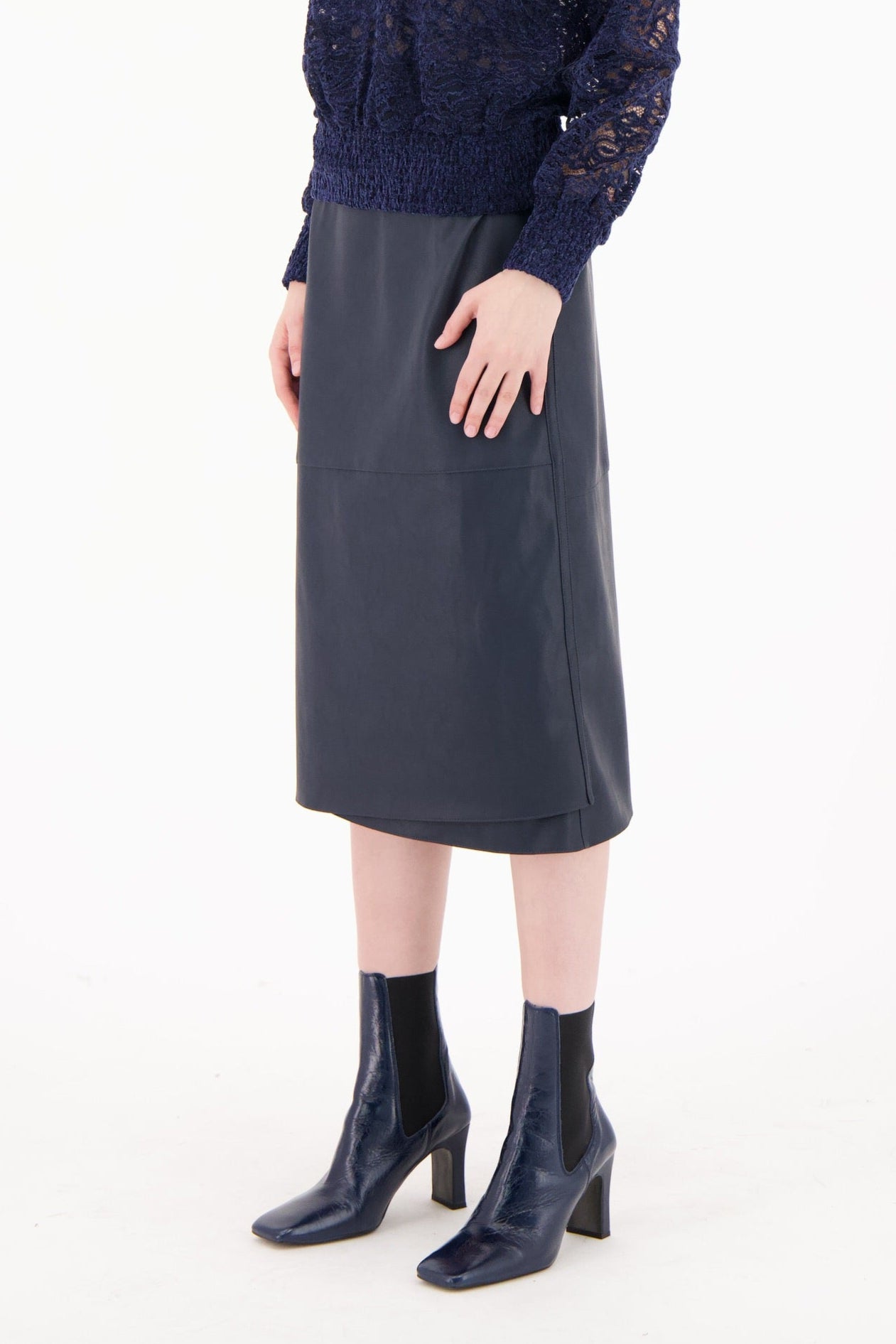 PU Wrap And Tie Skirt