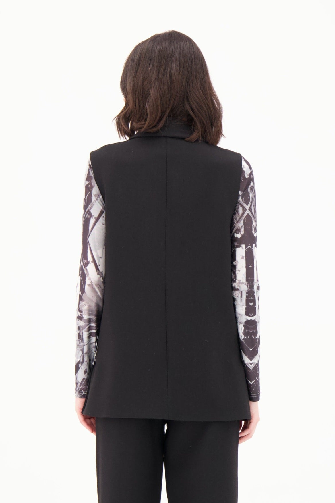 Sleeveless Notch Collar With Side Zipper Blazer