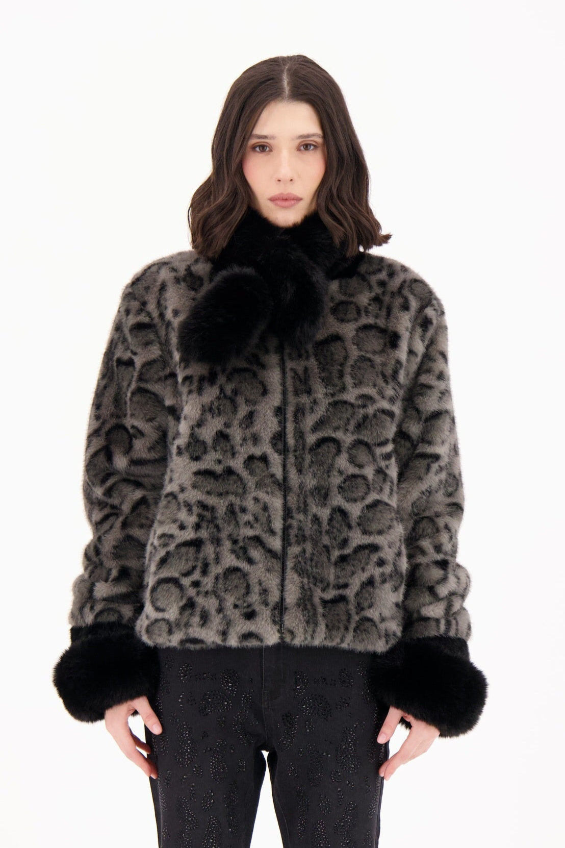 Faux Fur Leopard Bomber