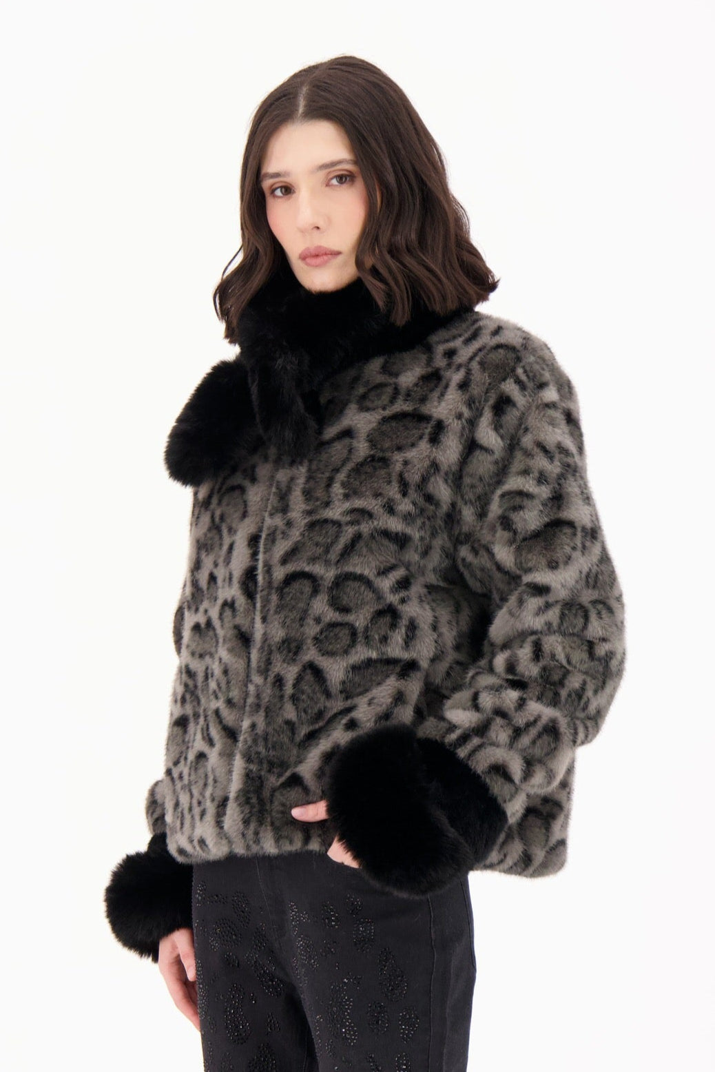 Faux Fur Leopard Bomber