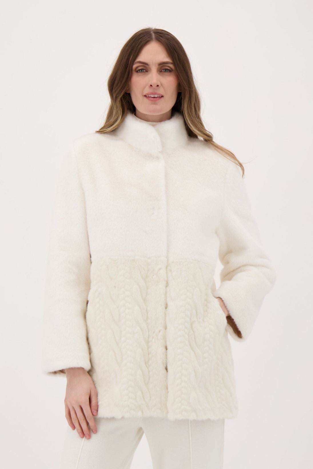 Cable Faux Fur Jacket