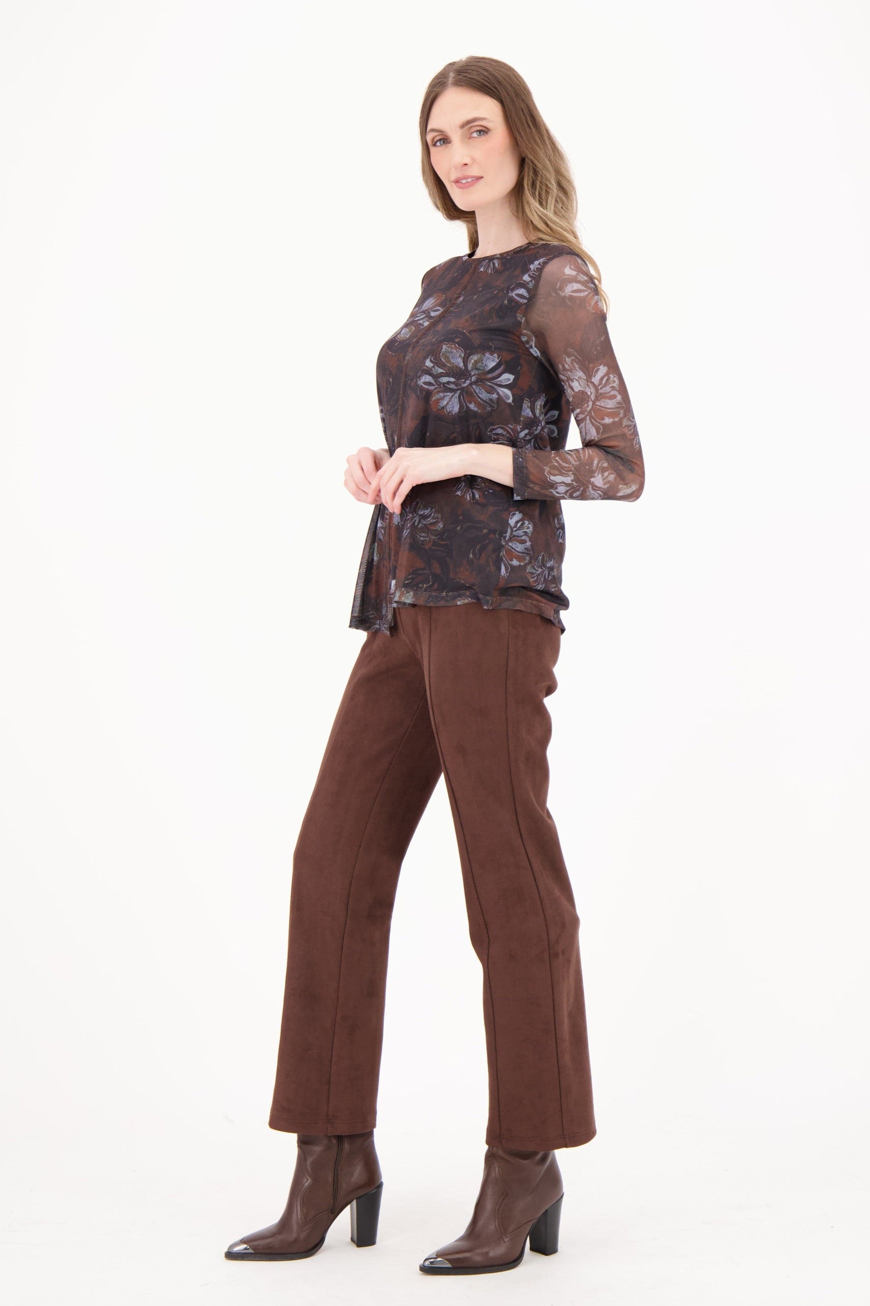Faux Suede Straight Leg Pant
