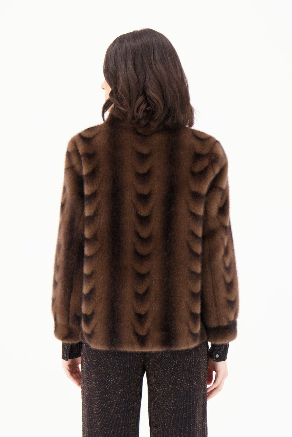 Scallop Faux Fur Mock Neck Vintage Short Jacket