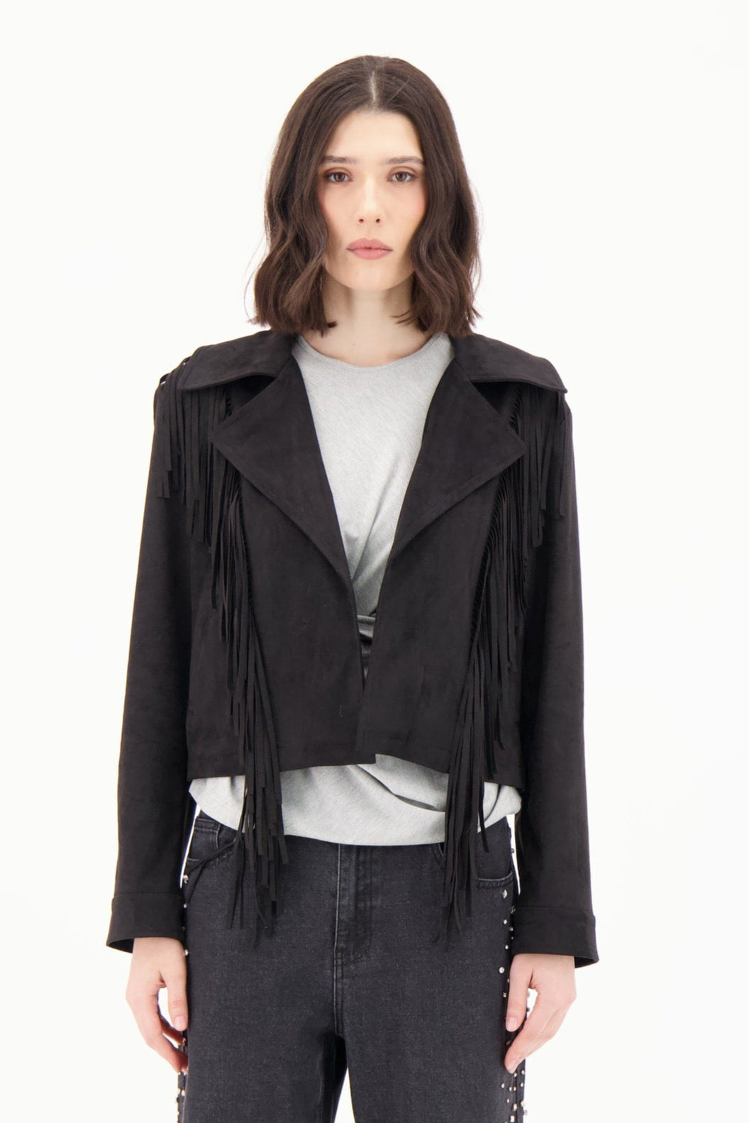 Western Tassle Faux Suede Jacket