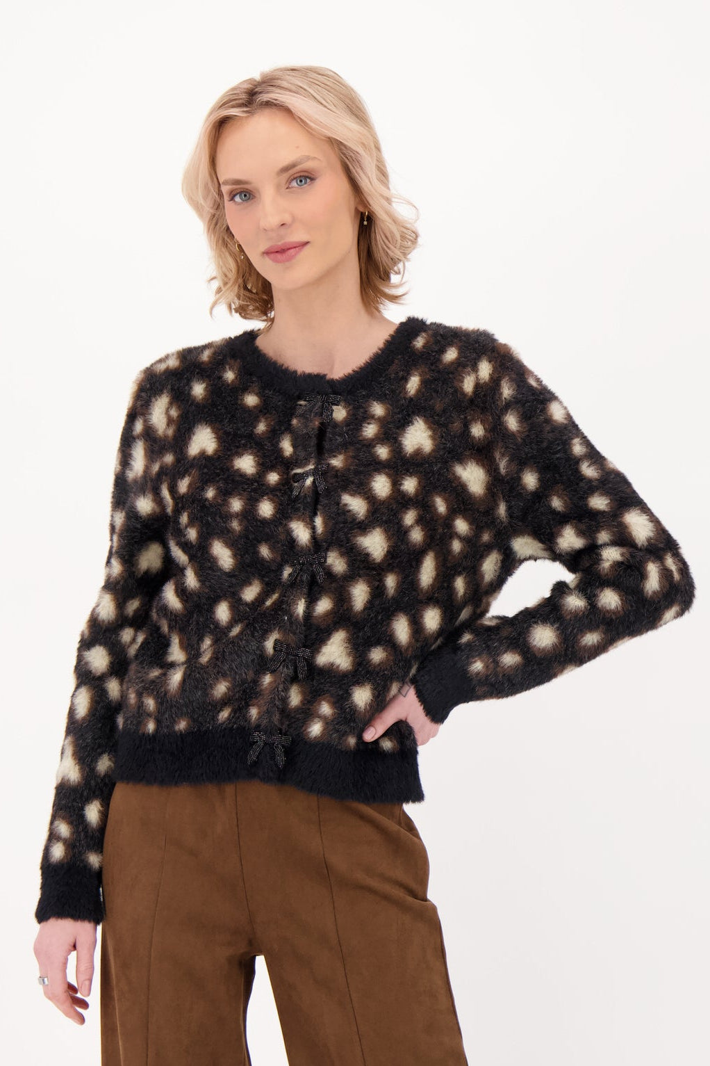Leopard Print Fuzzy Cardigan