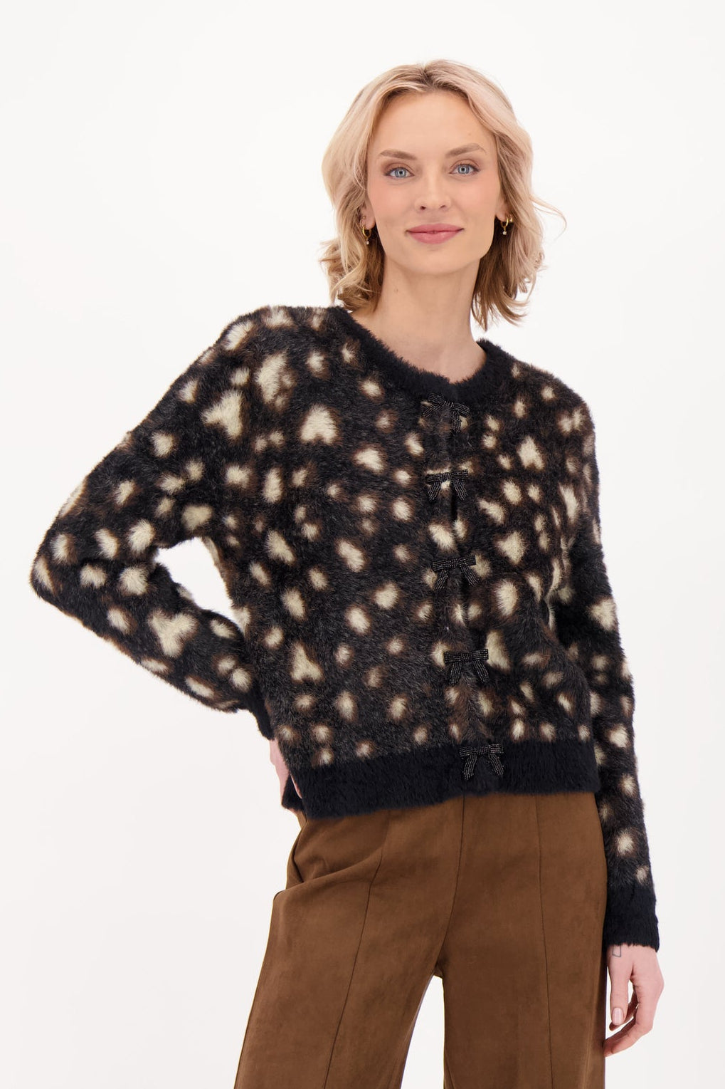 Leopard Print Fuzzy Cardigan