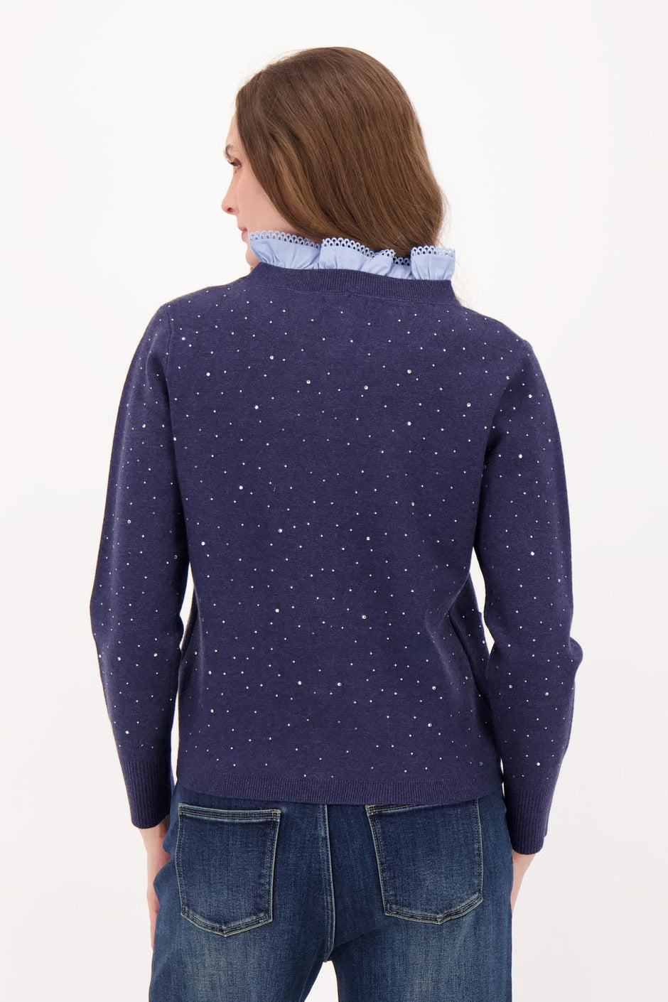 Rhinestone Cardigan with Removable Peek-A-Boo Dickie
