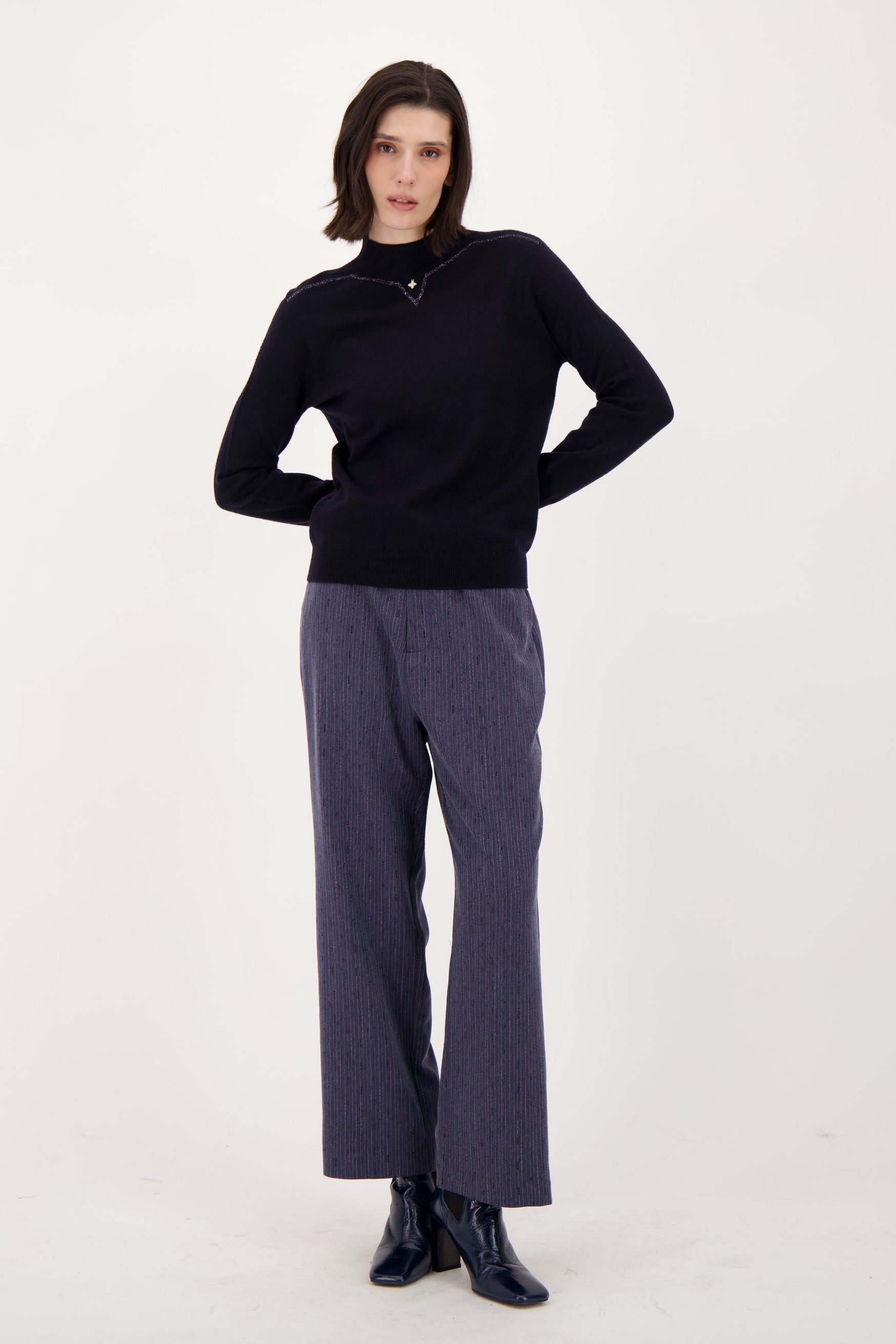 Beaded Hot Fix Pin Stripe Pant