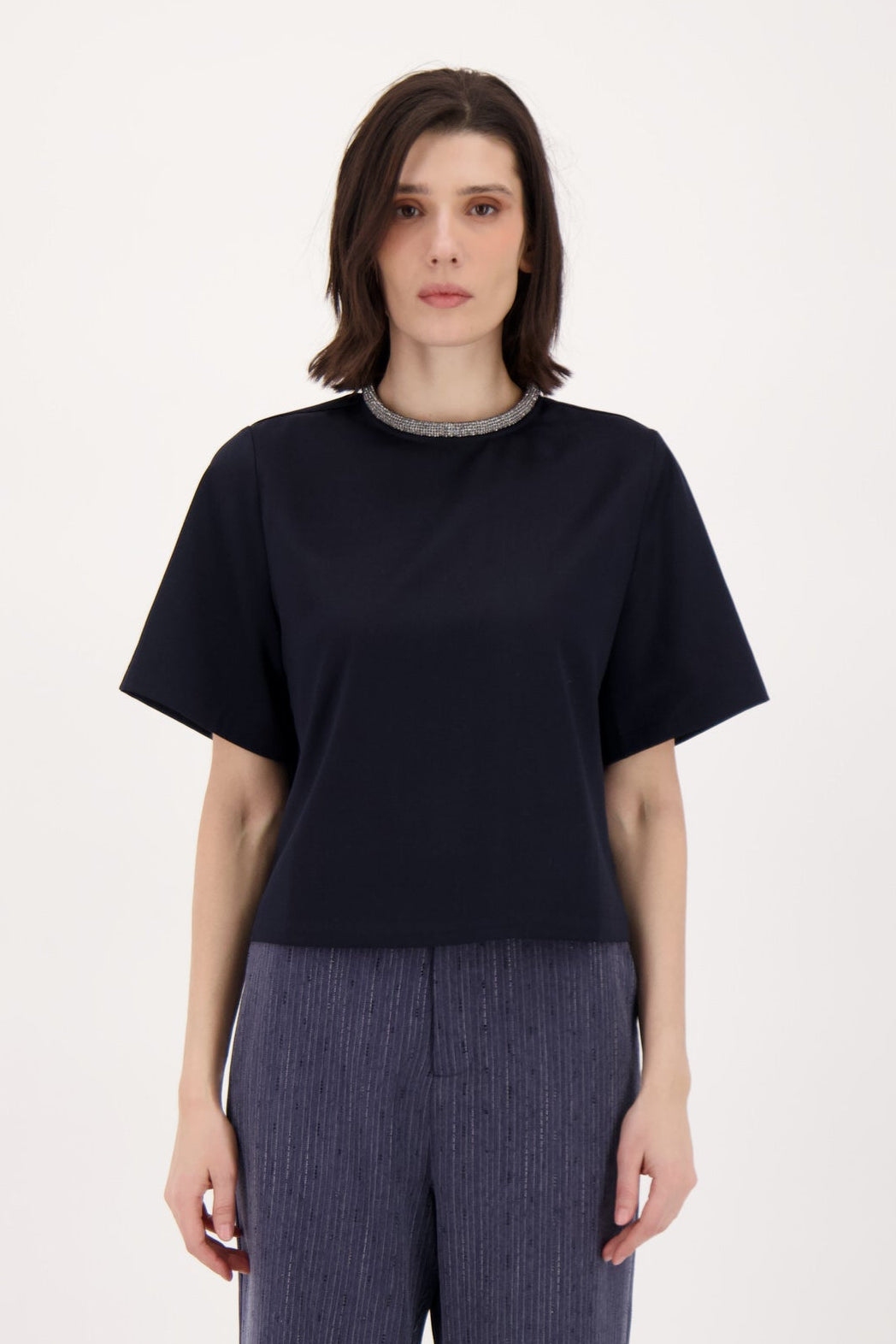 Satin Crepe Necklace Blouse