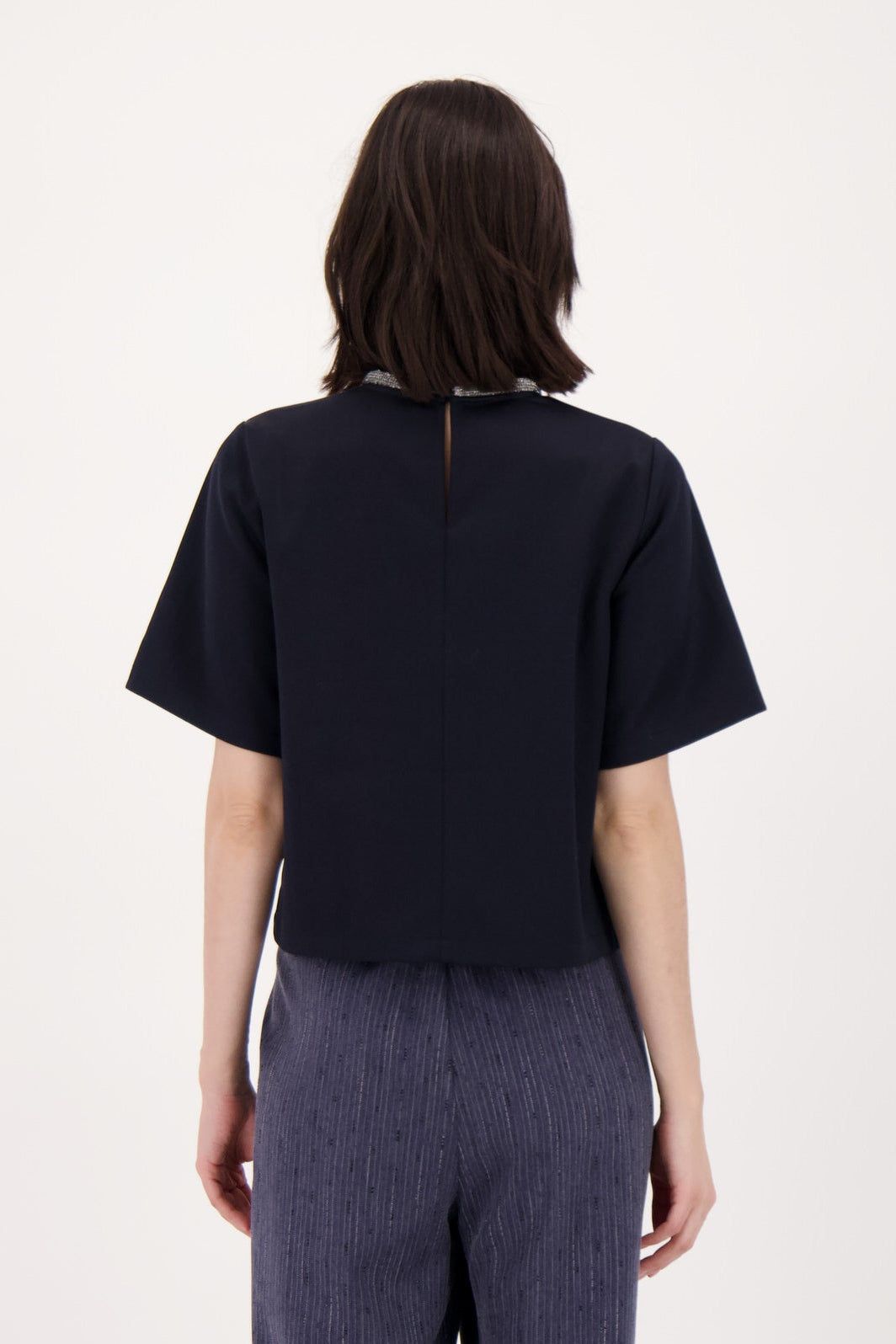 Satin Crepe Necklace Blouse