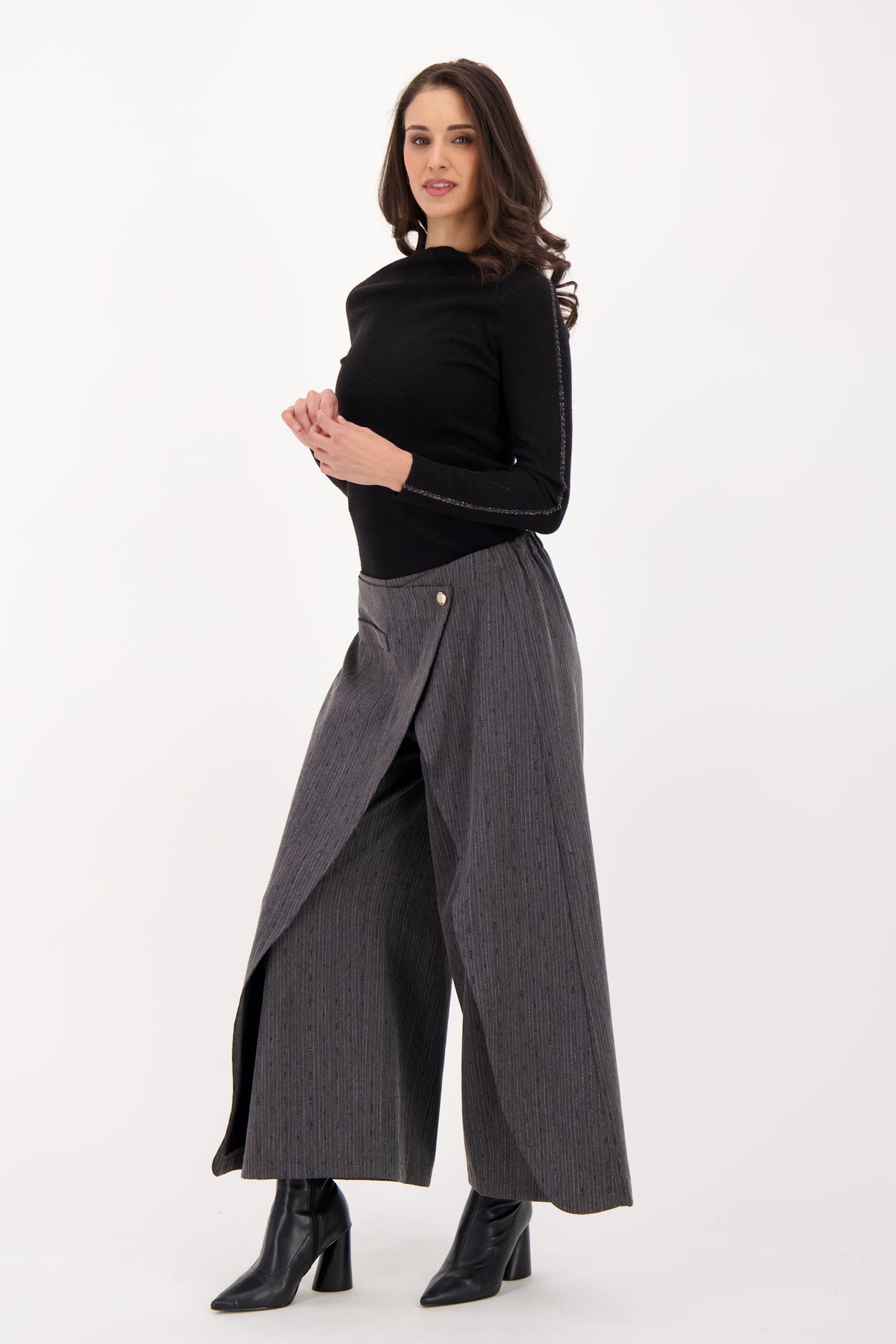 Beaded Hot Fix Pinstripe Overlay Pant
