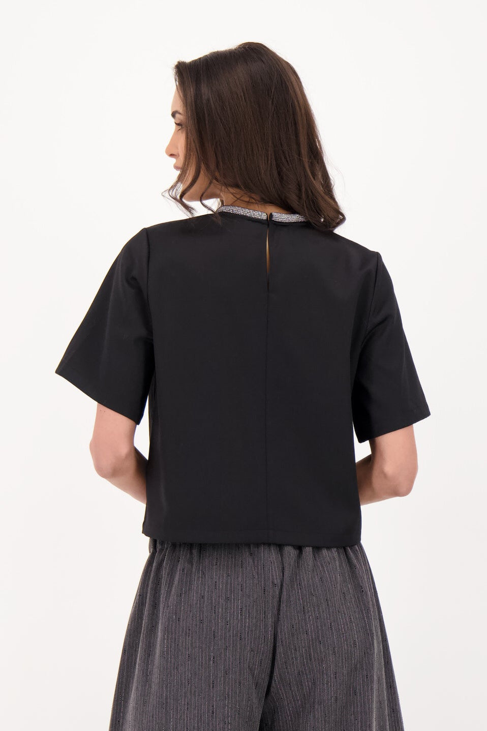 Satin Crepe Necklace Blouse