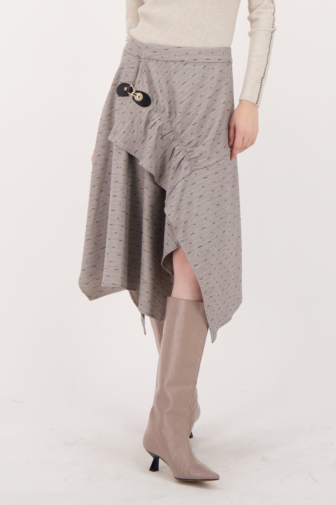 Beaded Hot Fix Asymmetrical Skirt