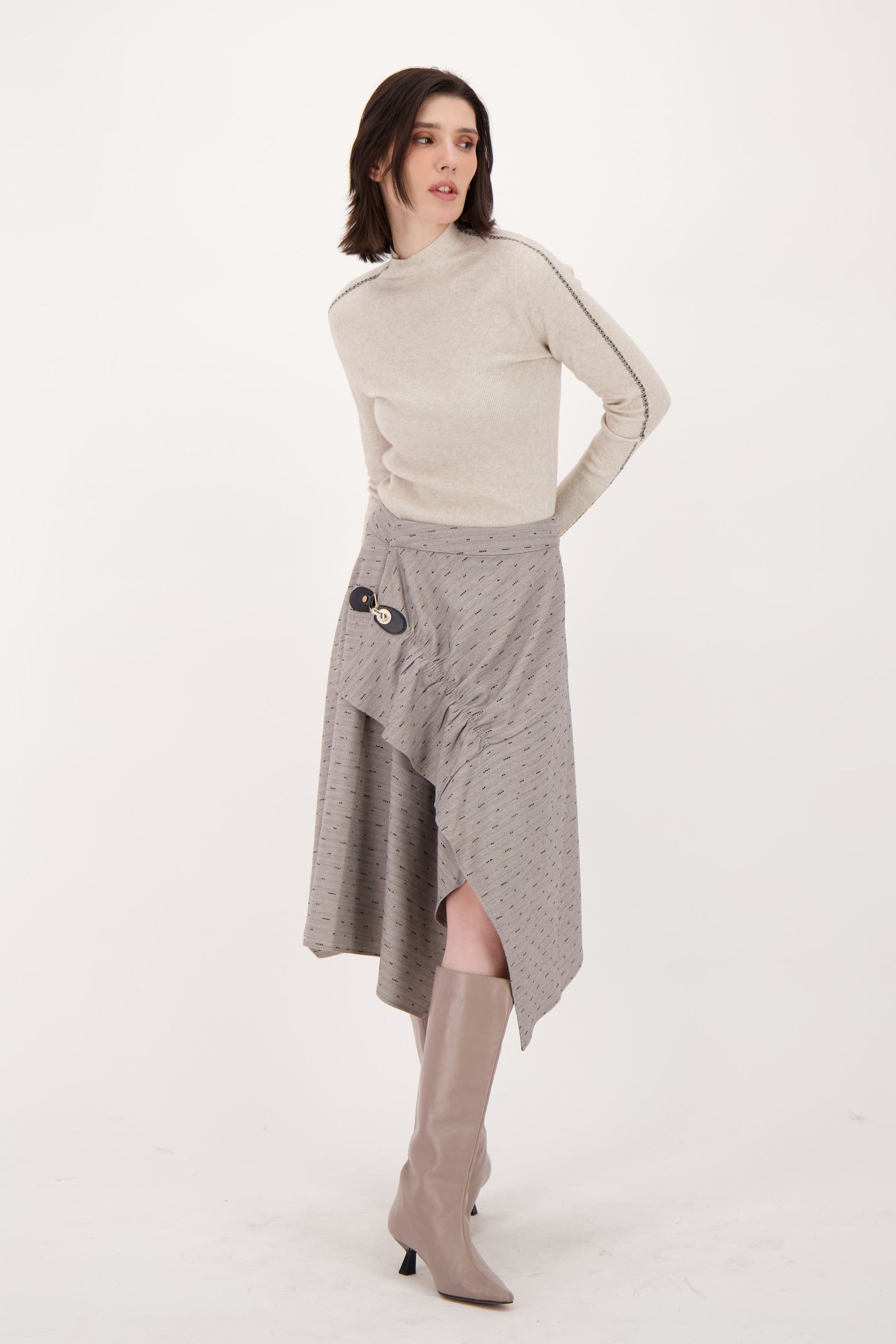 Beaded Hot Fix Asymmetrical Skirt