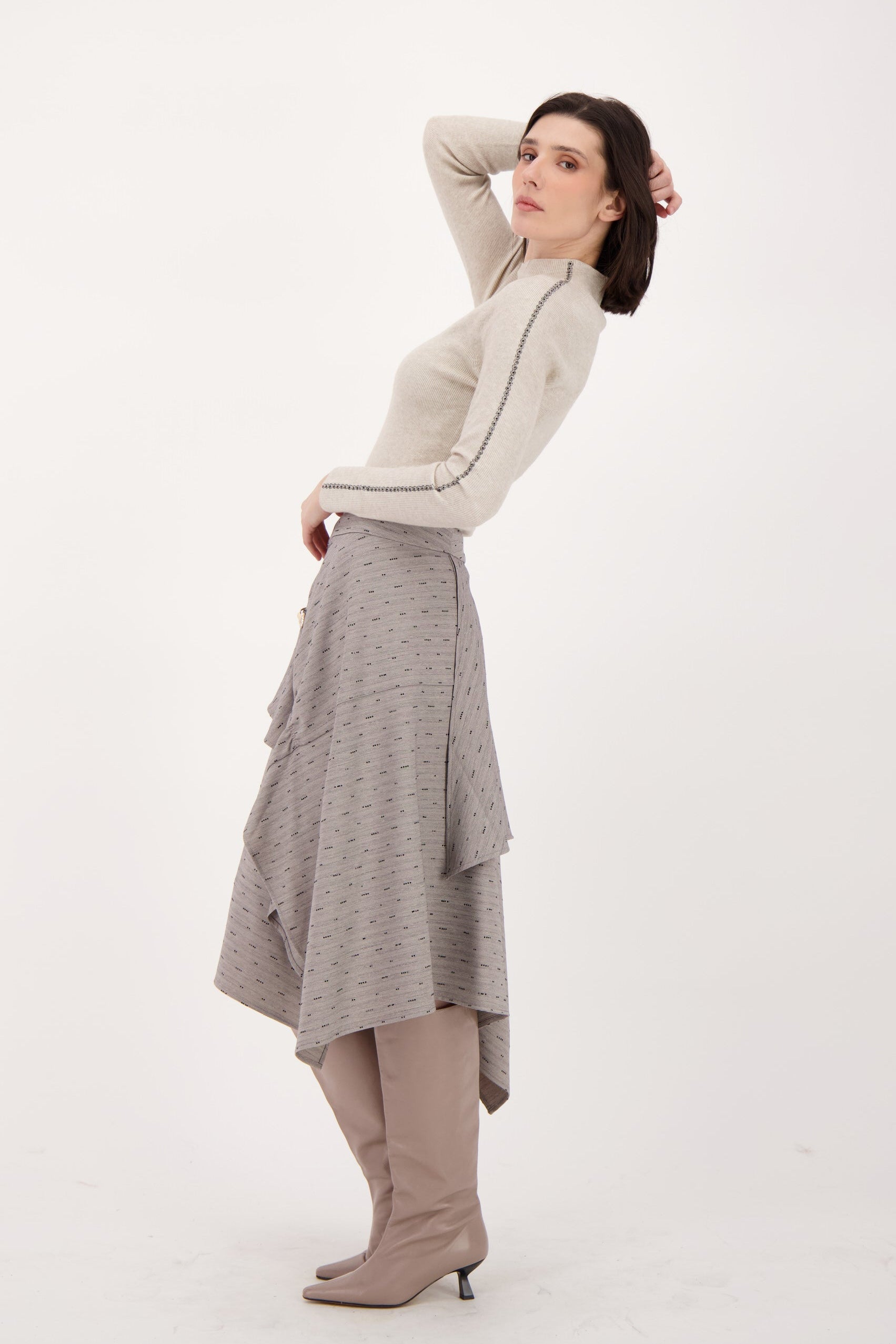 Beaded Hot Fix Asymmetrical Skirt
