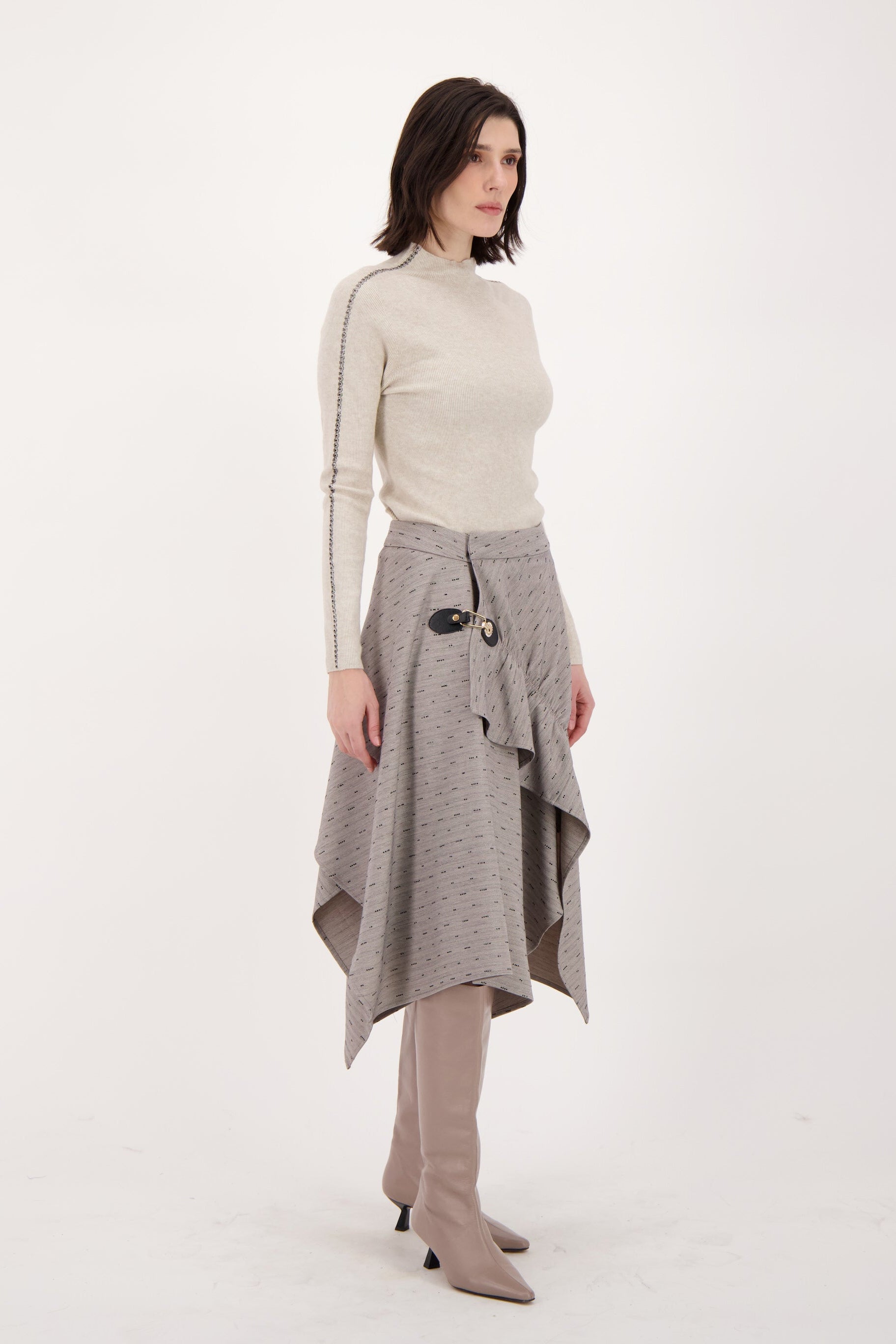 Sweater With Sleeve Rhinestone Detail