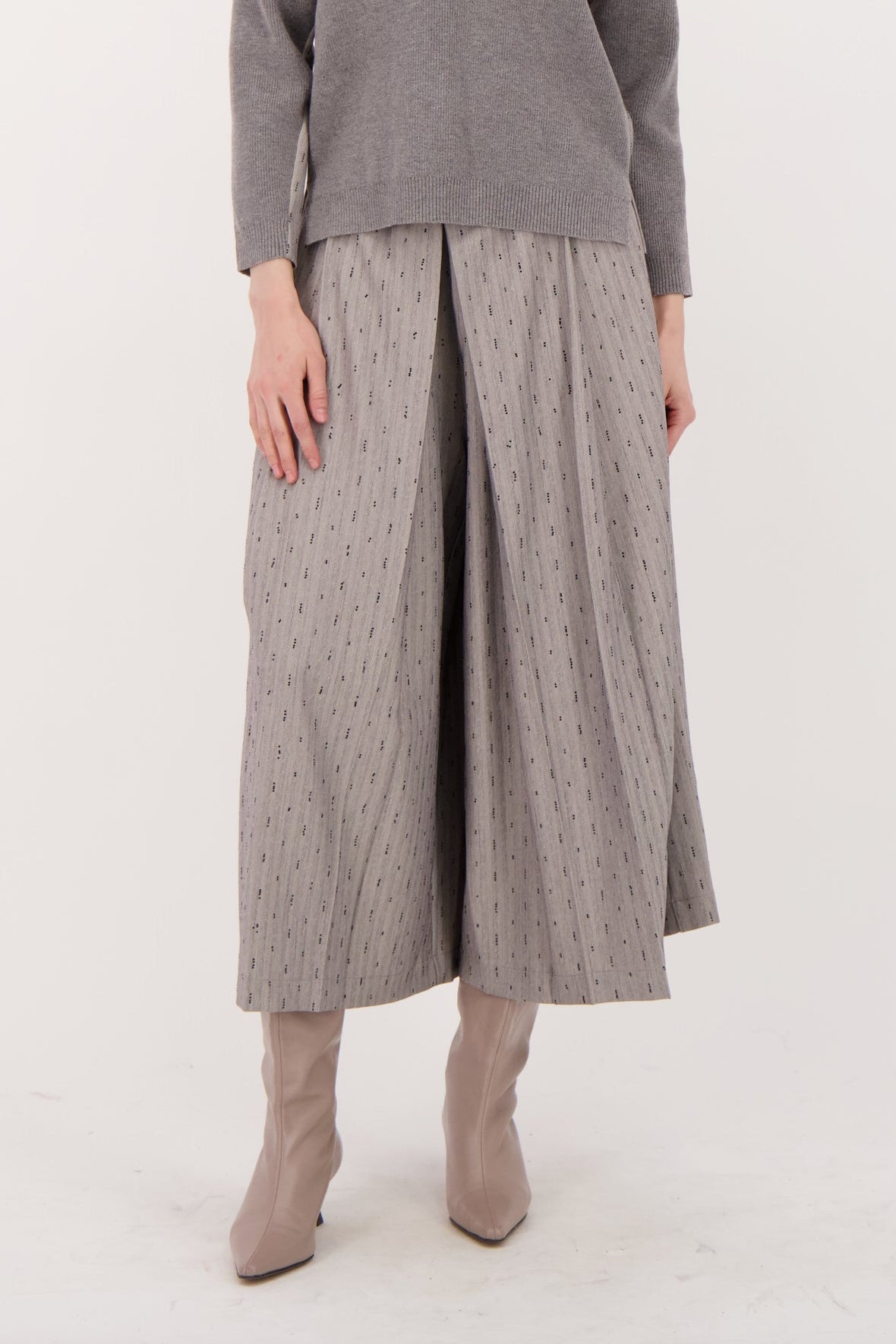 Beaded Hot Fix Pinstripe Pleated Culotte