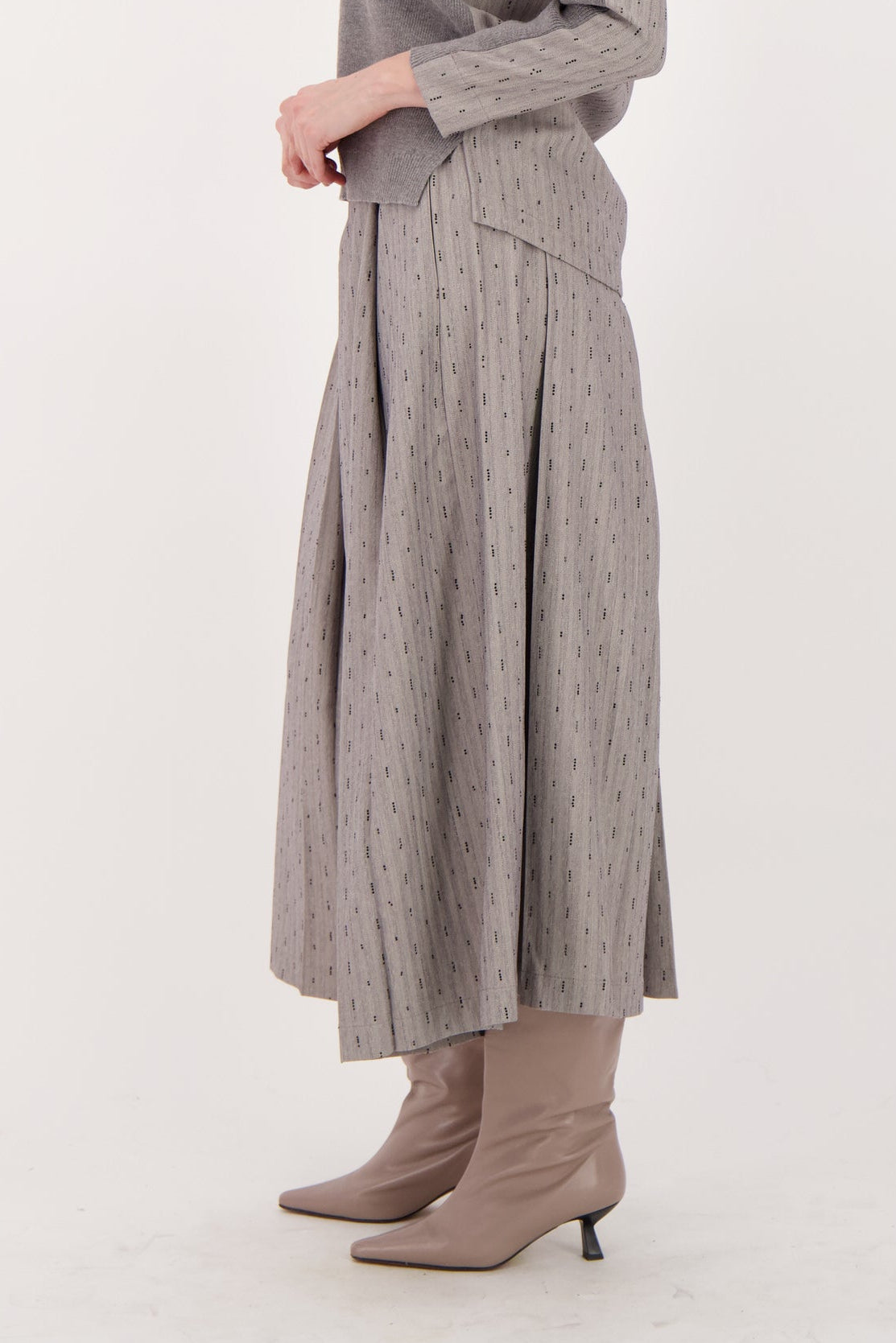 Beaded Hot Fix Pinstripe Pleated Culotte