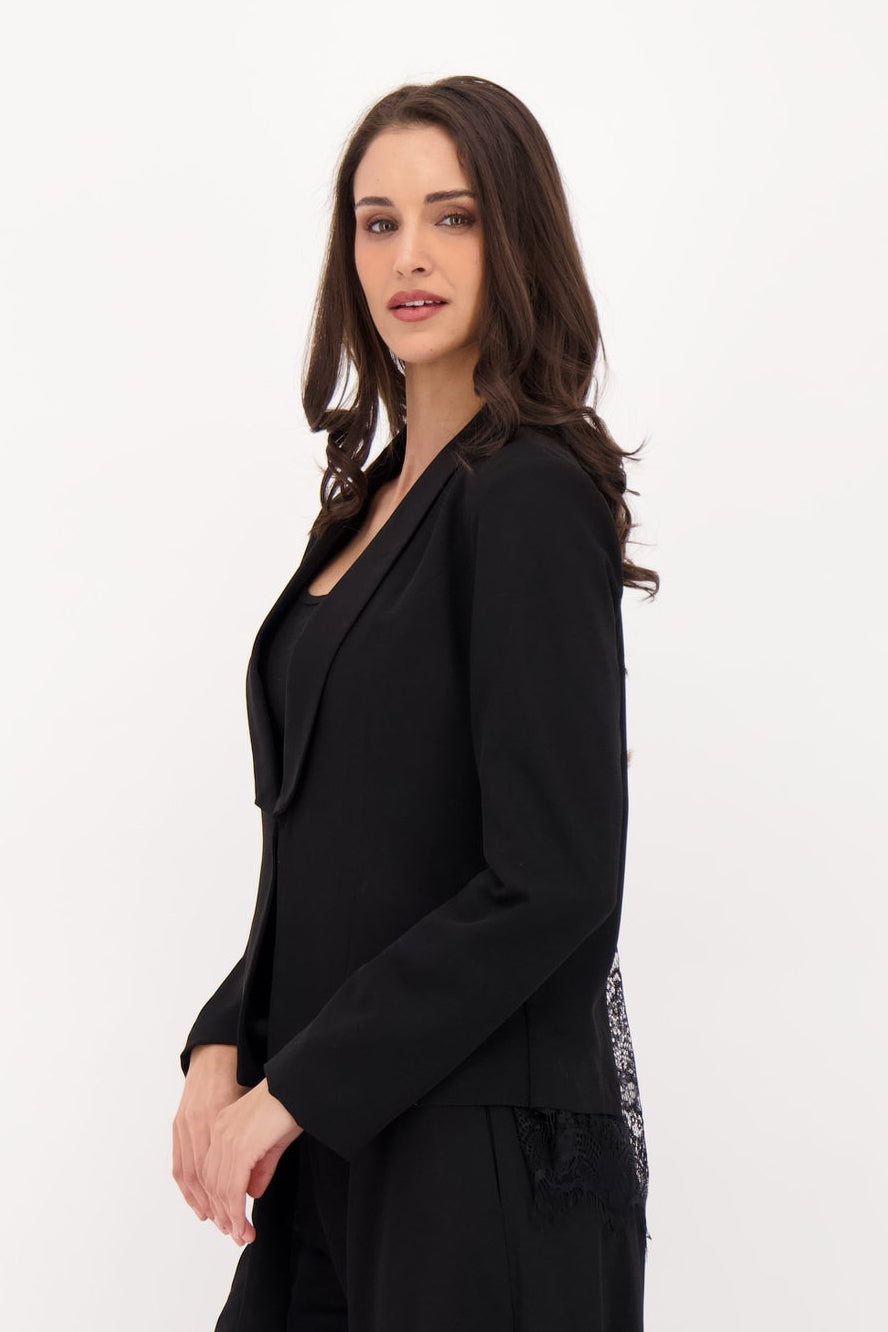 Shawl Collar Lace Back Overlap Blazer