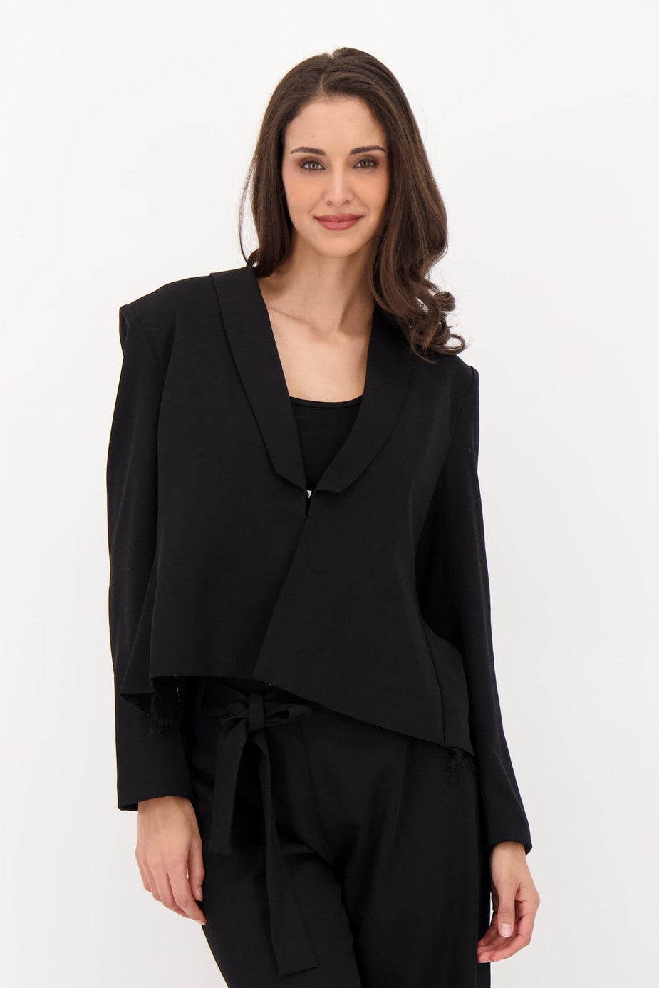 Shawl Collar Lace Back Overlap Blazer