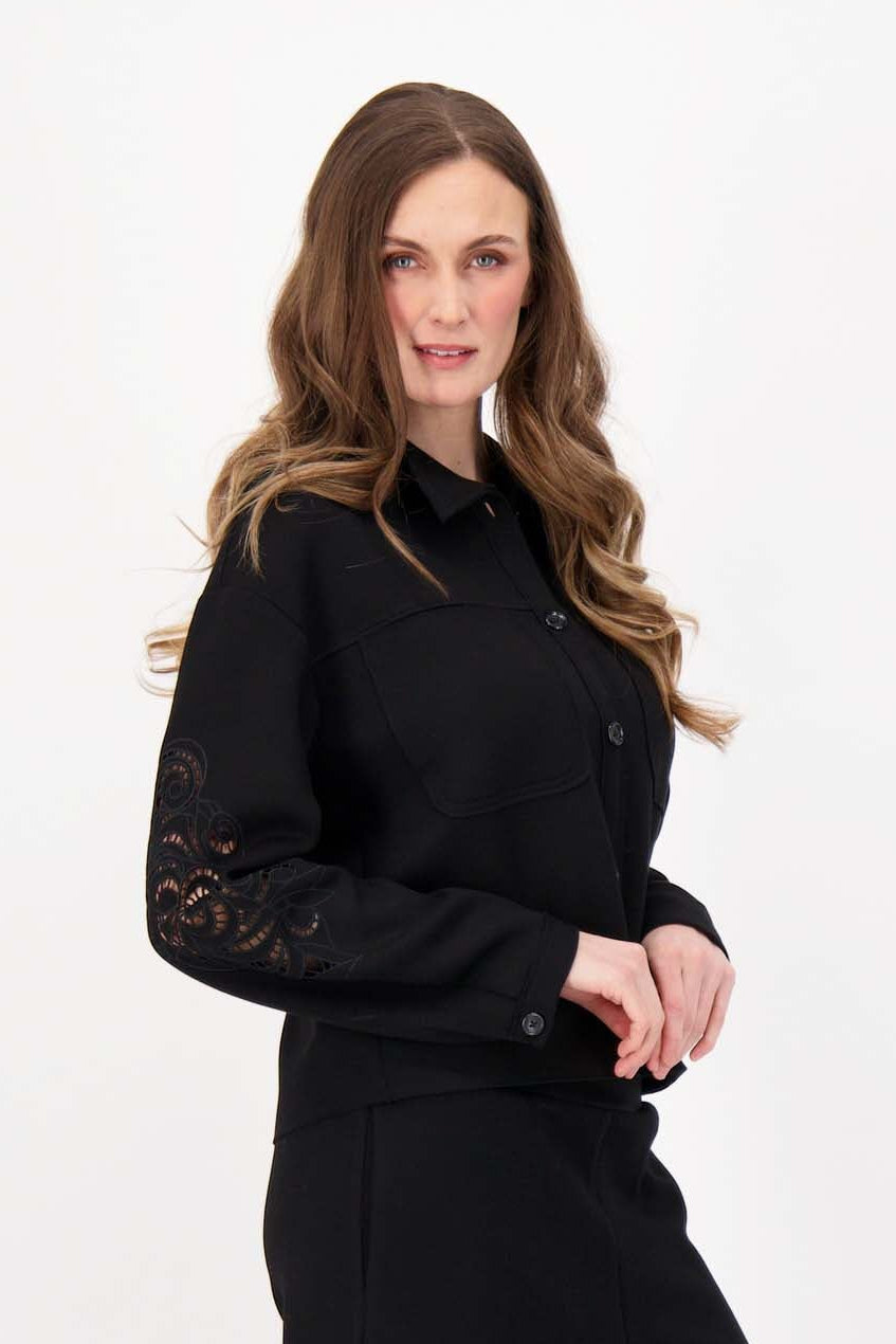 Floral Cutout Boxy Shirt Jacket